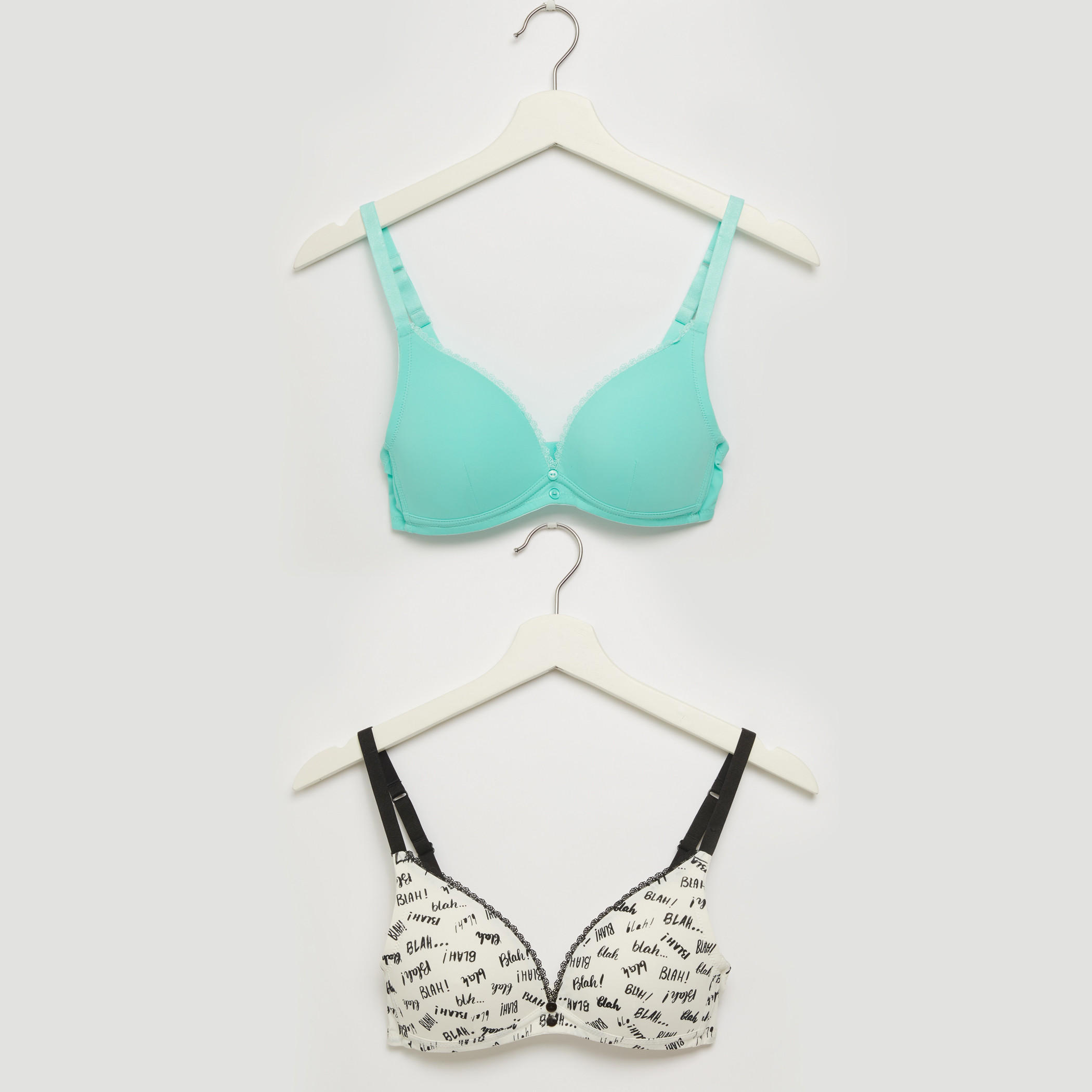 صدريّة تيشيرت مبطّنة بمشبك إغلاق ناعم - طقم من قطعتين-women-clothing-lingerie-bras-image-1