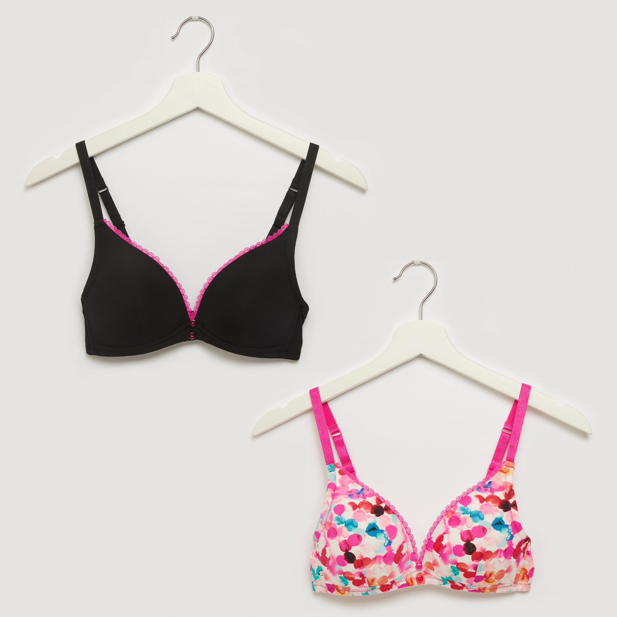 صدريّة تيشيرت مبطّنة بمشبك إغلاق ناعم - طقم من قطعتين-women-clothing-lingerie-bras-image-1