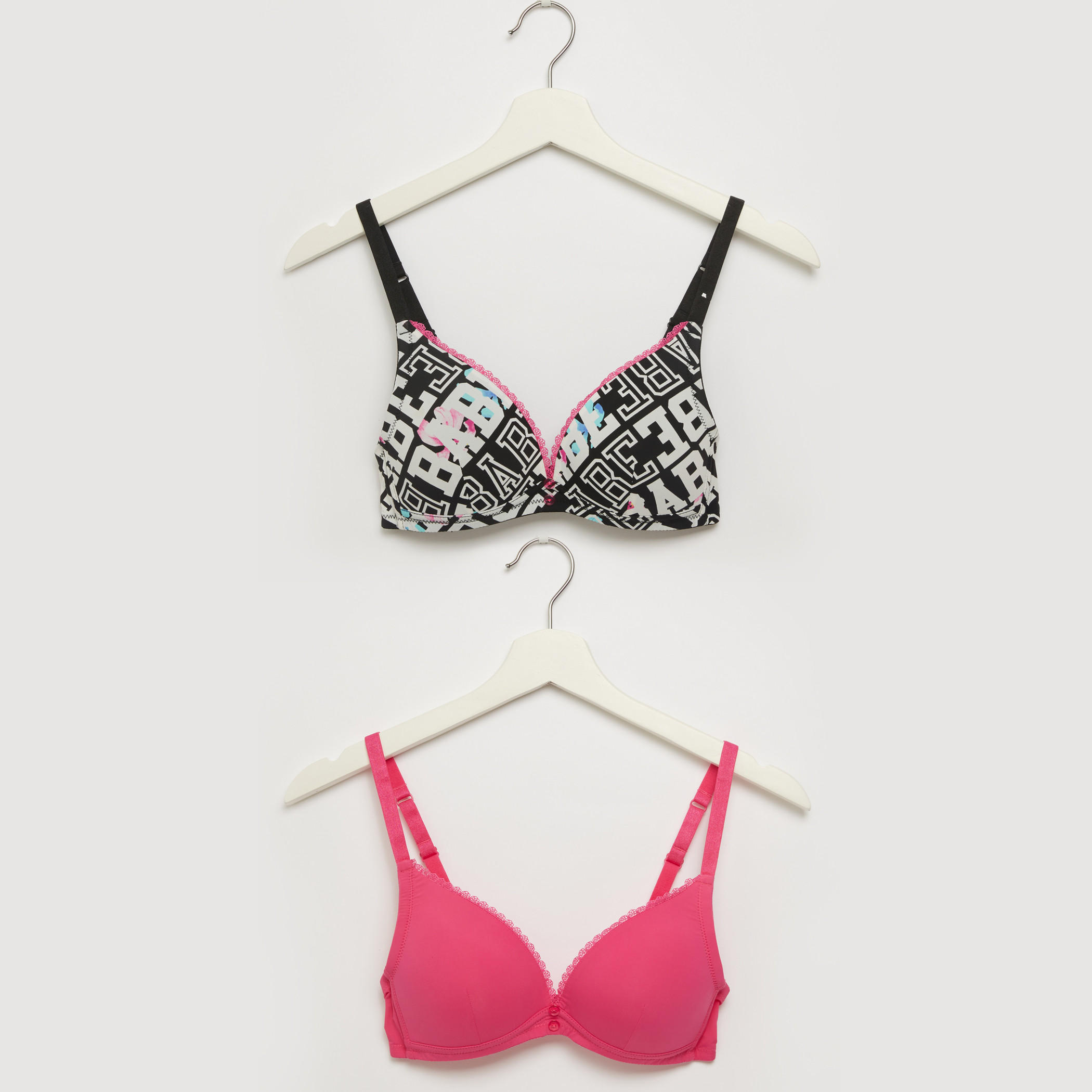 صدريّات تيشيرت مبطّنة بحمّالات قابلة للتعديل - طقم من قطعتين-women-clothing-lingerie-bras-image-1