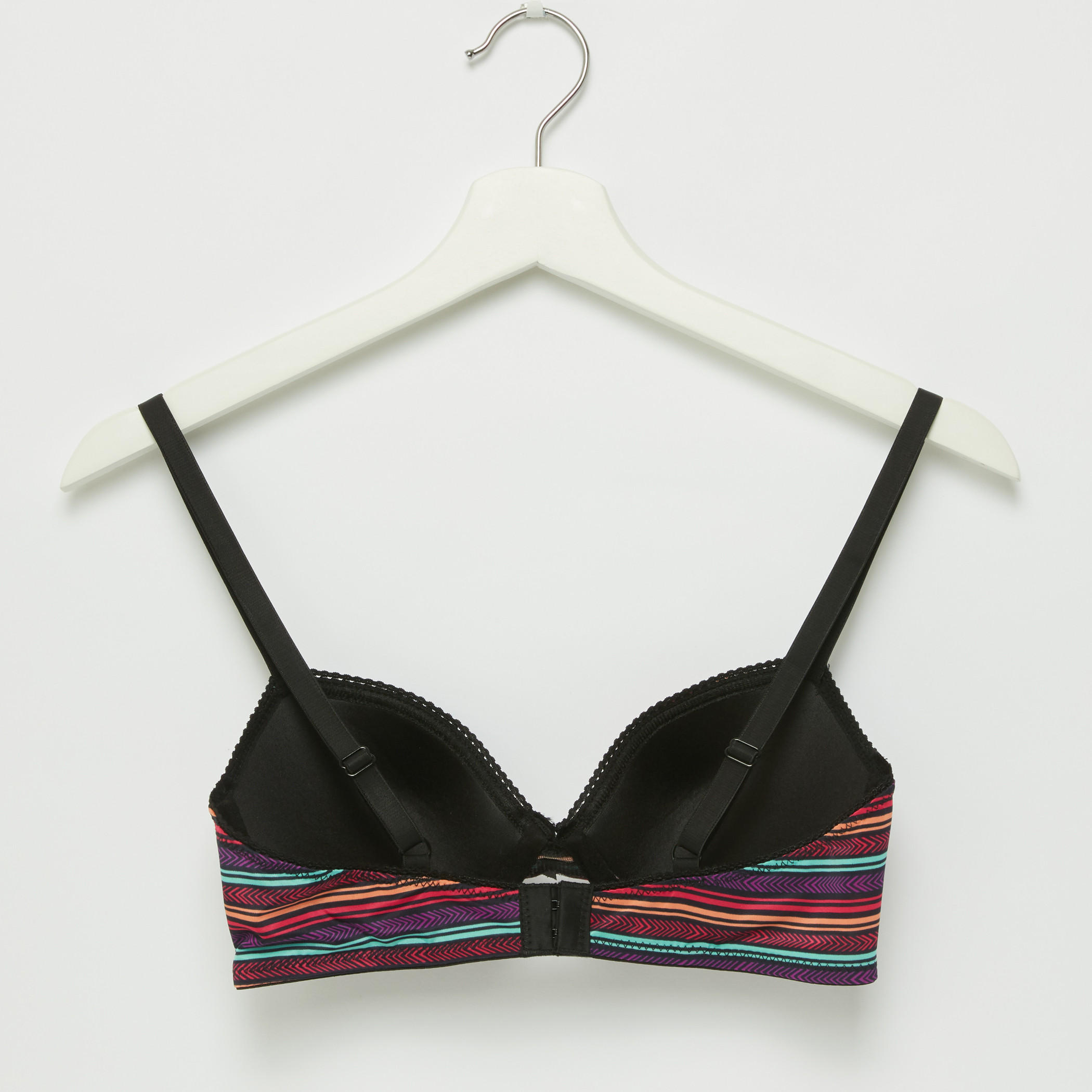 صدريّة تيشيرت مقلّمة بحمّالات قابلة للتعديل ومشبك إغلاق-women-clothing-lingerie-bras-image-2