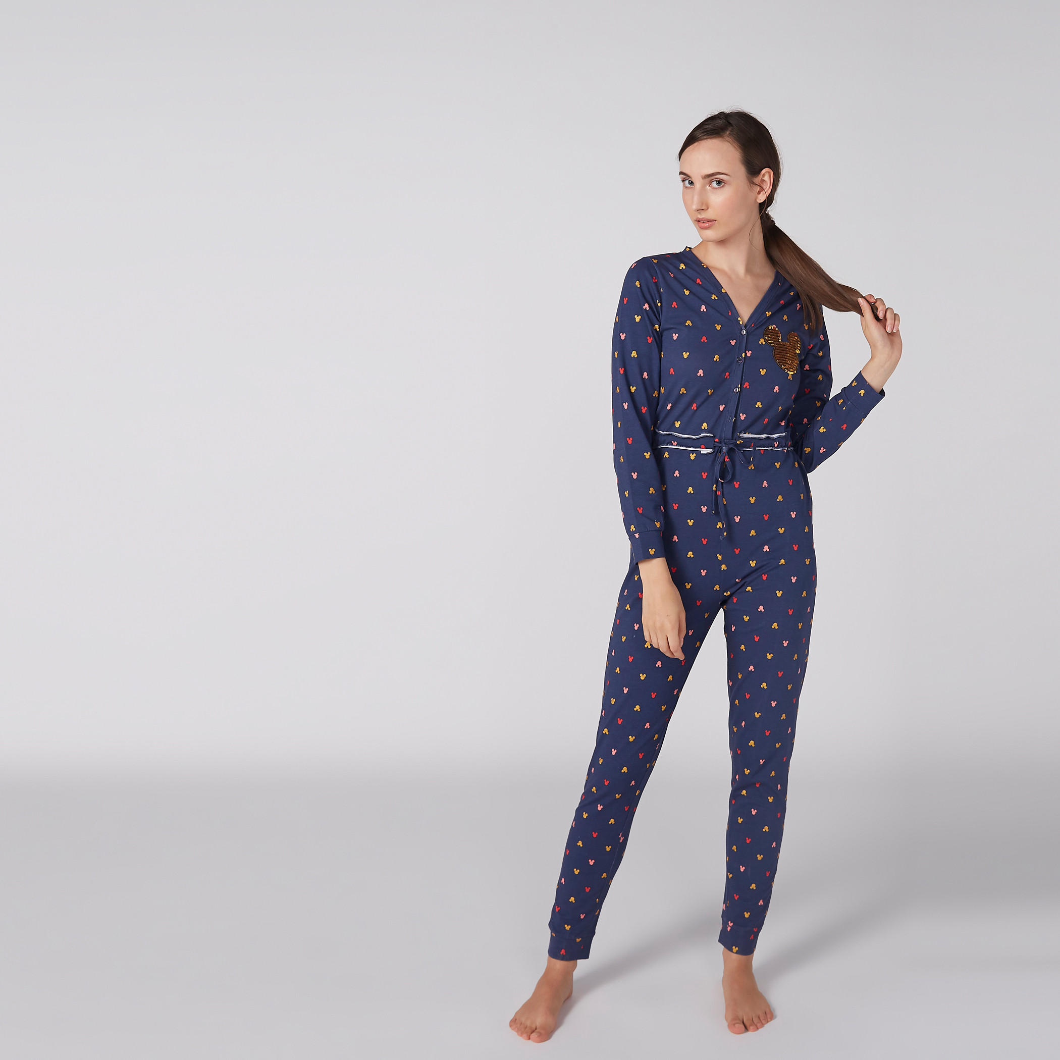 أفرول بأكمام طويلة وأربطة وطبعات ميكي ماوس-women-clothing-nightwear-nighties-image-1