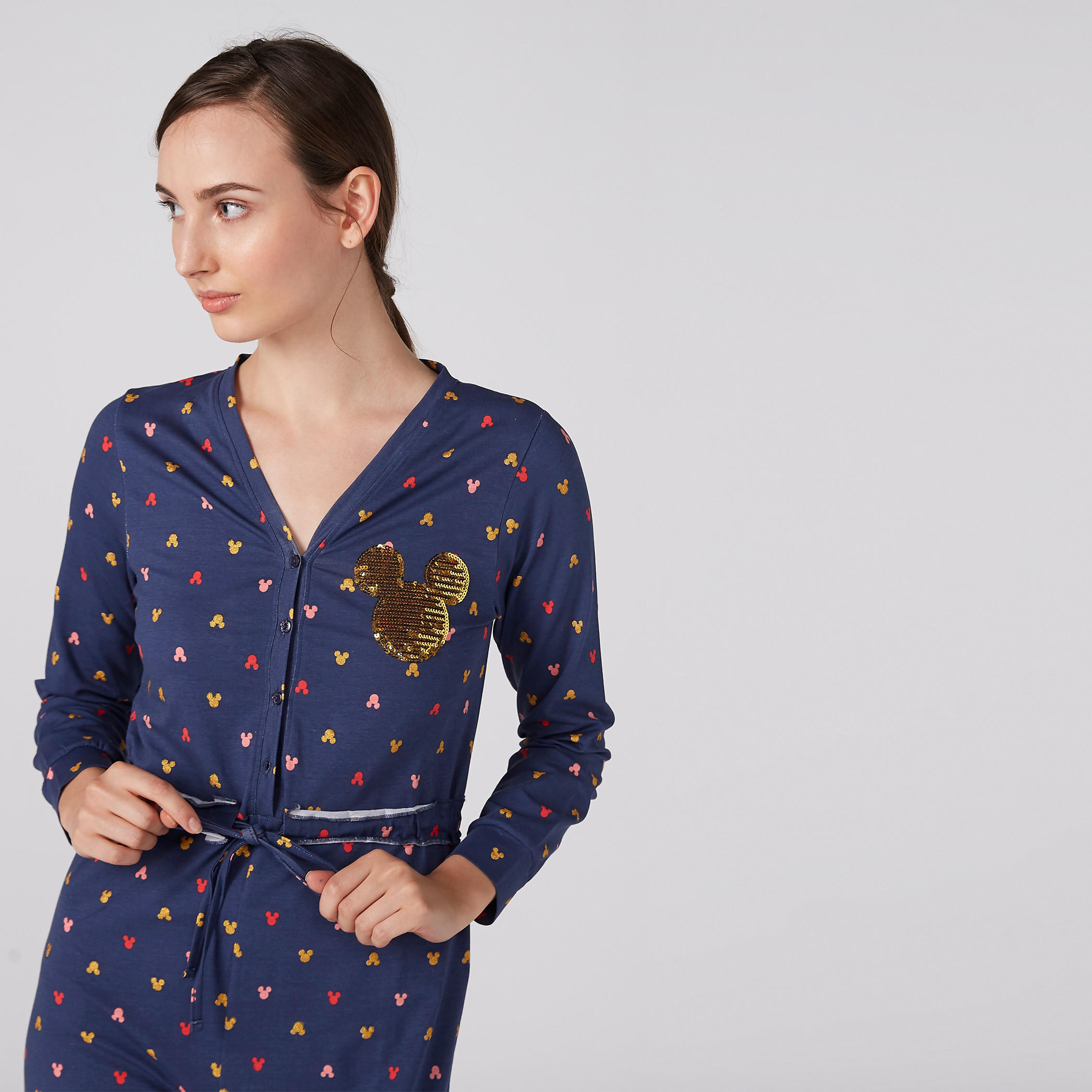 أفرول بأكمام طويلة وأربطة وطبعات ميكي ماوس-women-clothing-nightwear-nighties-image-2