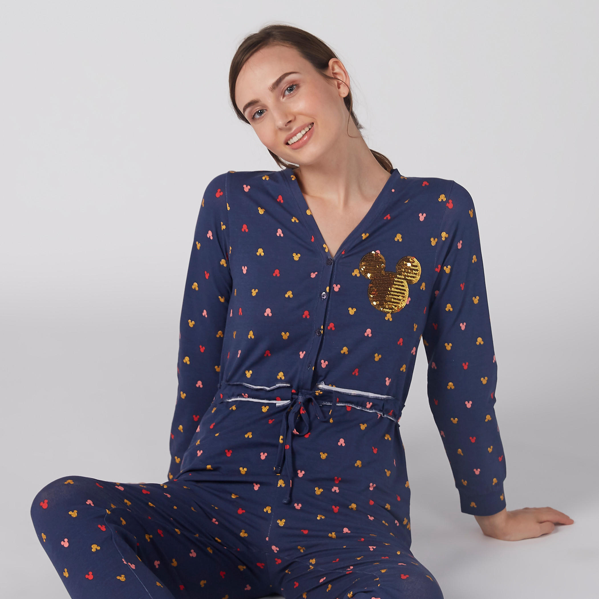 أفرول بأكمام طويلة وأربطة وطبعات ميكي ماوس-women-clothing-nightwear-nighties-image-3