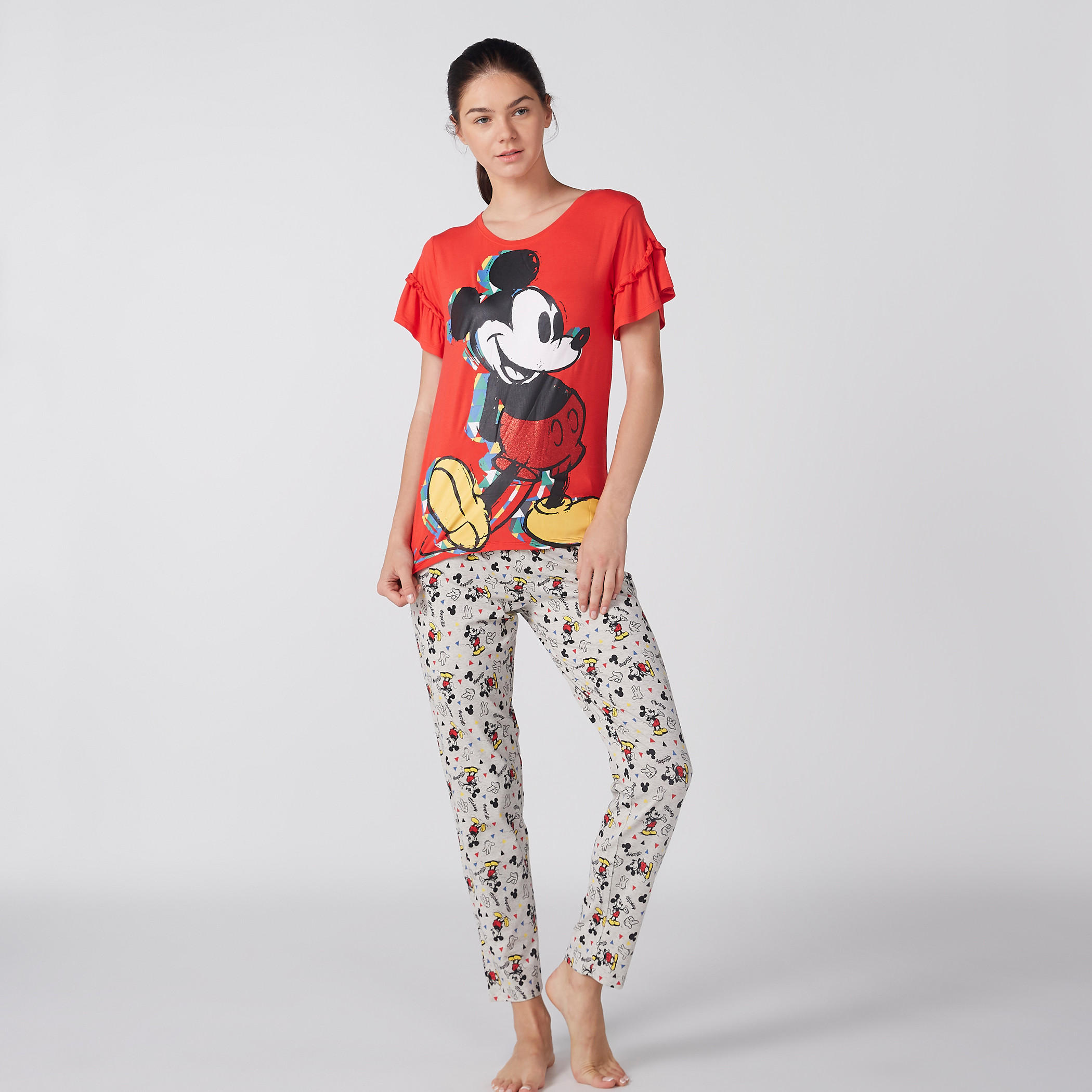 طقم بلوزة بطبعات ميكي ماوس وبنطال بيجاما-women-clothing-nightwear-pyjamas-longsets-image-3