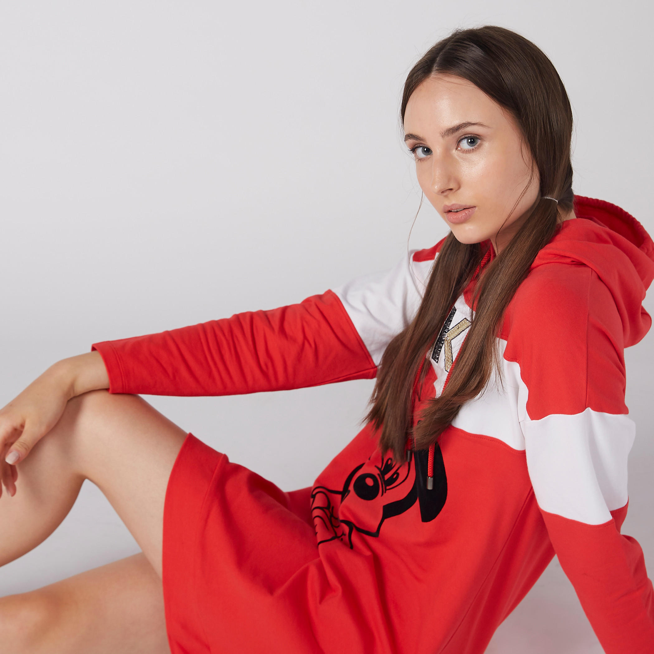 Mickey Mouse Printed Sleep Dress with Hood and Long Sleeves-women-clothing-nightwear-nighties-image-3