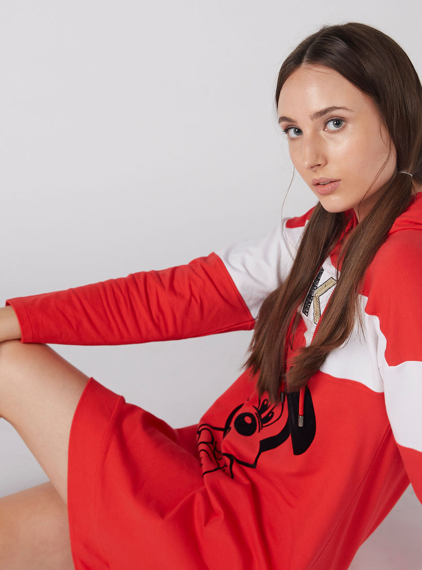 Mickey Mouse Printed Sleep Dress with Hood and Long Sleeves-women-clothing-nightwear-nighties-image-3