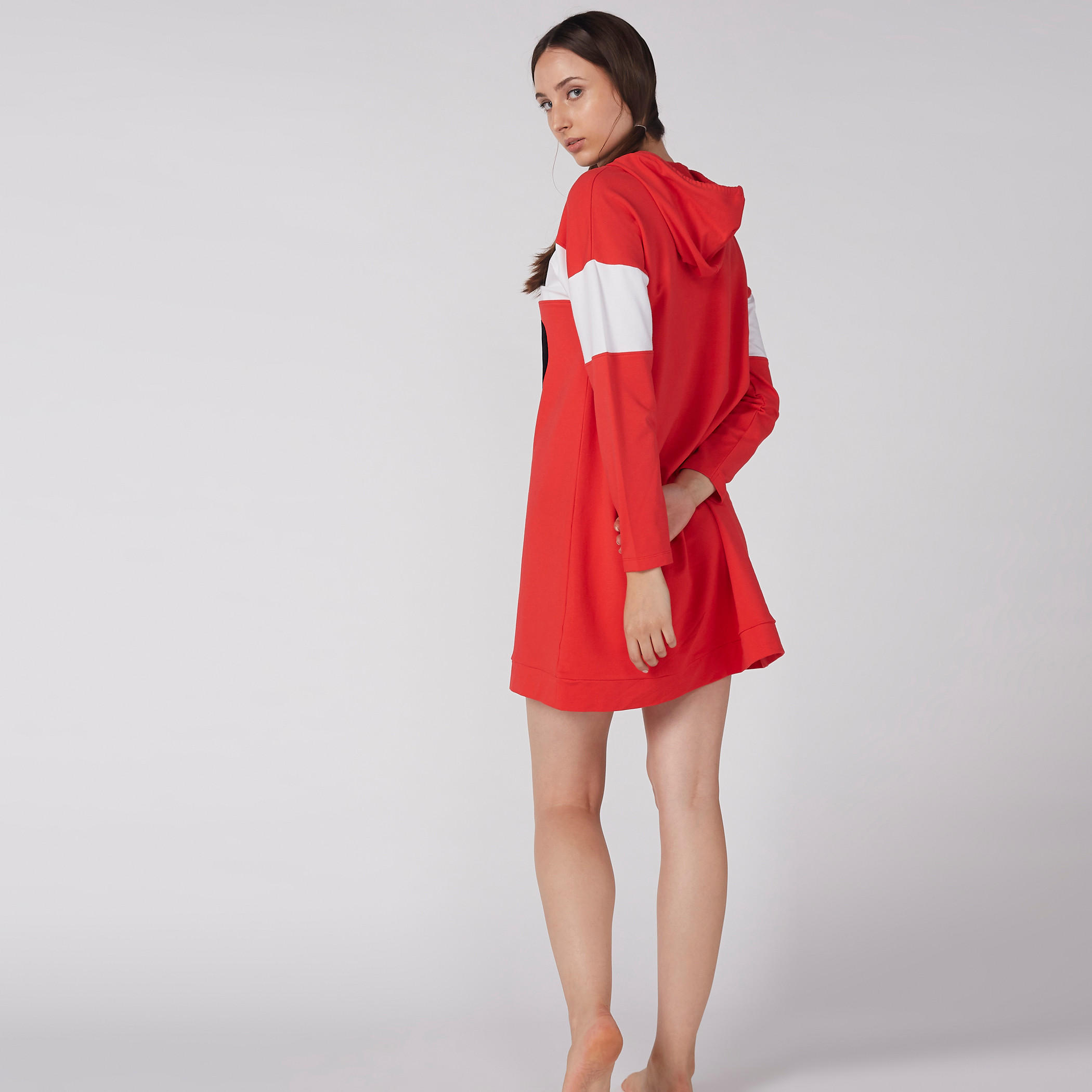 Mickey Mouse Printed Sleep Dress with Hood and Long Sleeves-women-clothing-nightwear-nighties-image-4