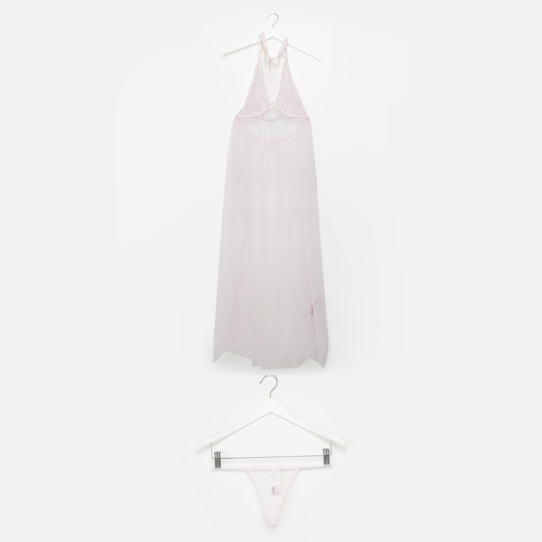 بيبي دول بياقة عالية وتفاصيل دانتيل ولؤلؤ مع ثونج-women-clothing-nightwear-nighties-image-1