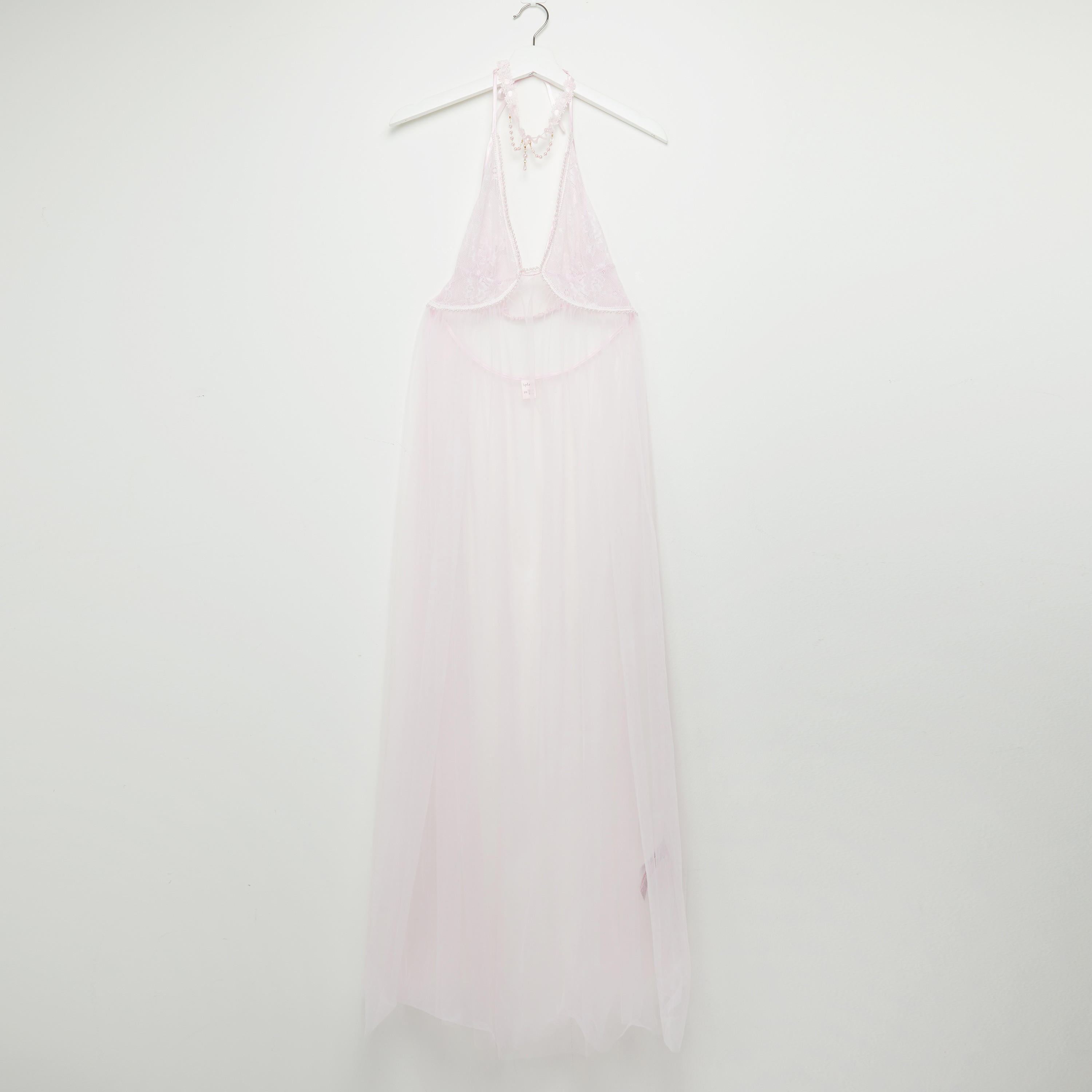 بيبي دول بياقة عالية وتفاصيل دانتيل ولؤلؤ مع ثونج-women-clothing-nightwear-nighties-image-3