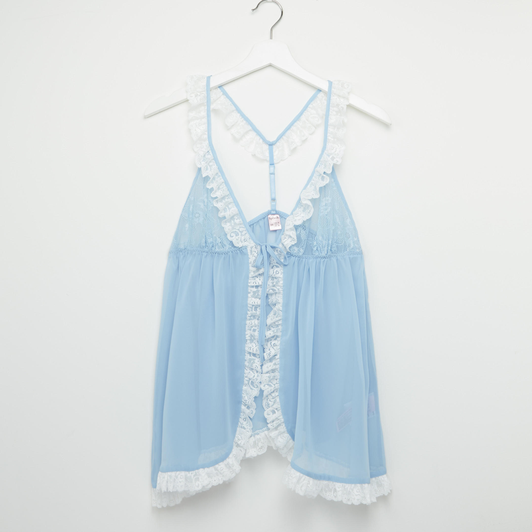 Lace Detail Babydoll with Tie Ups-women-clothing-lingerie-babydollsandbodysuits-image-1