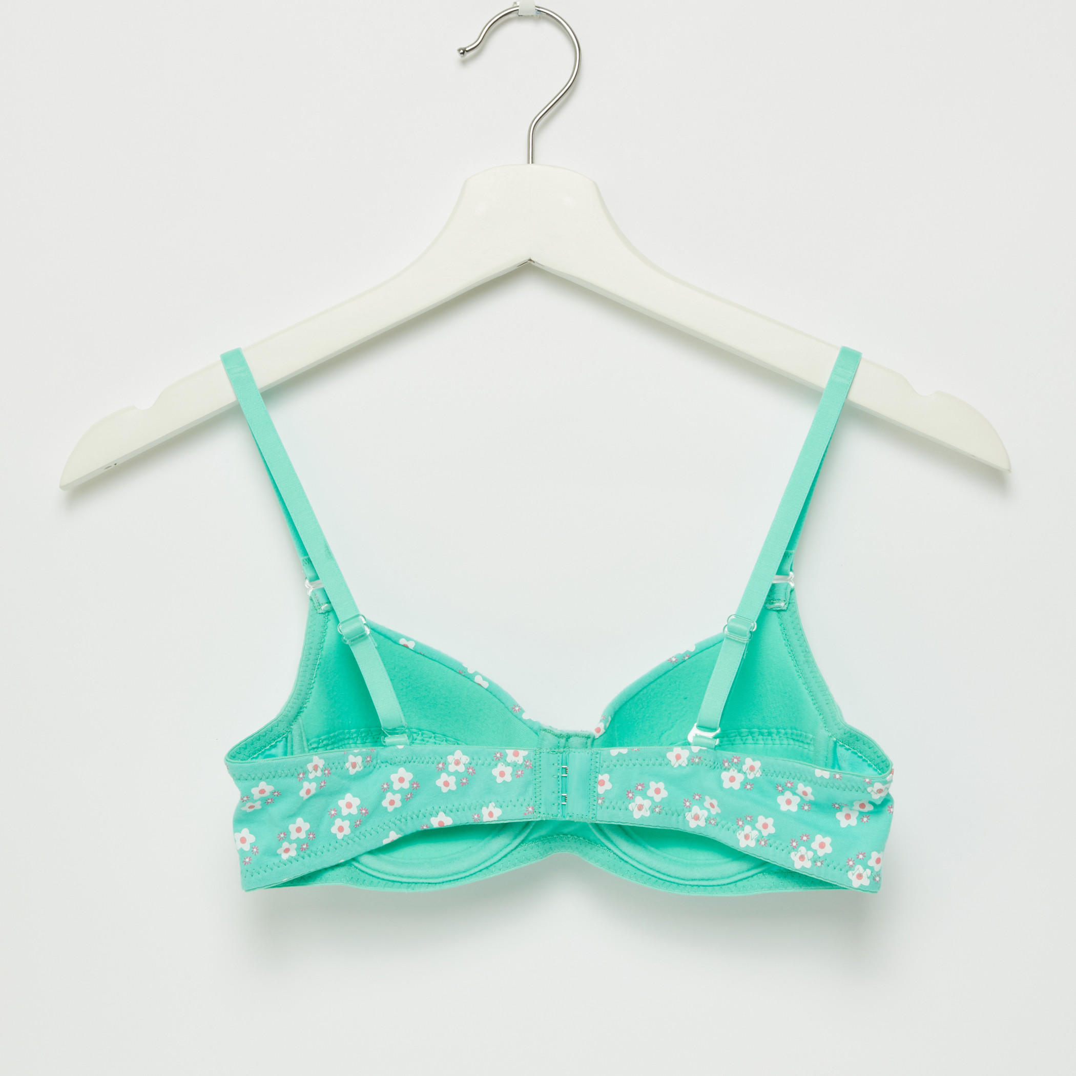 Printed T-Shirt Bra with Bow Detail and Hook and Eye Closure-women-clothing-lingerie-bras-image-3