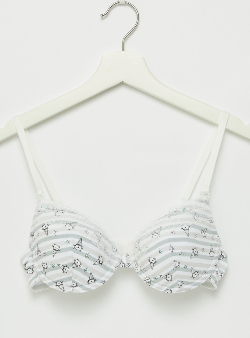 صدريّة تيشيرت بتفاصيل دانتيل ومشبك إغلاق - طقم من قطعتين-women-clothing-lingerie-bras-image-2