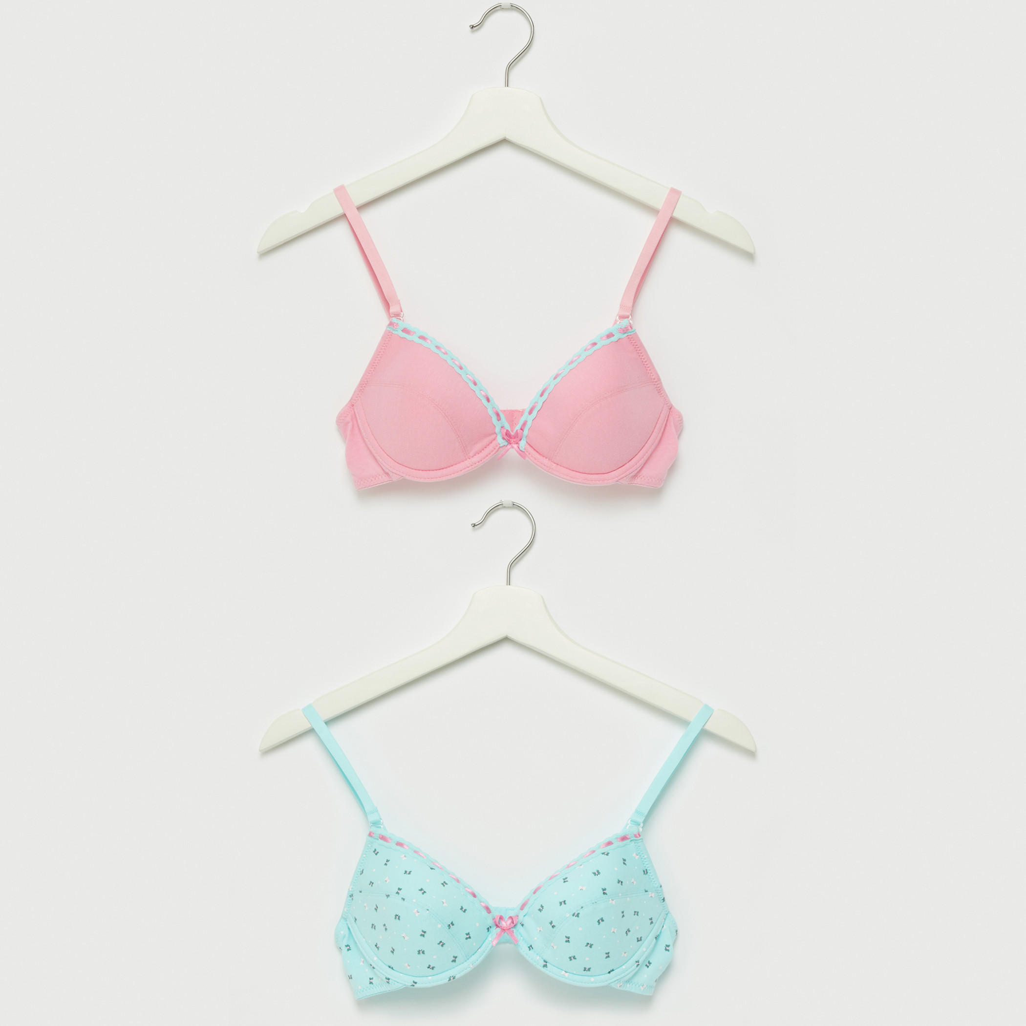 صدريّة تيشيرت مبطّنة بمشبك إغلاق ناعم - طقم من قطعتين-women-clothing-lingerie-bras-image-1