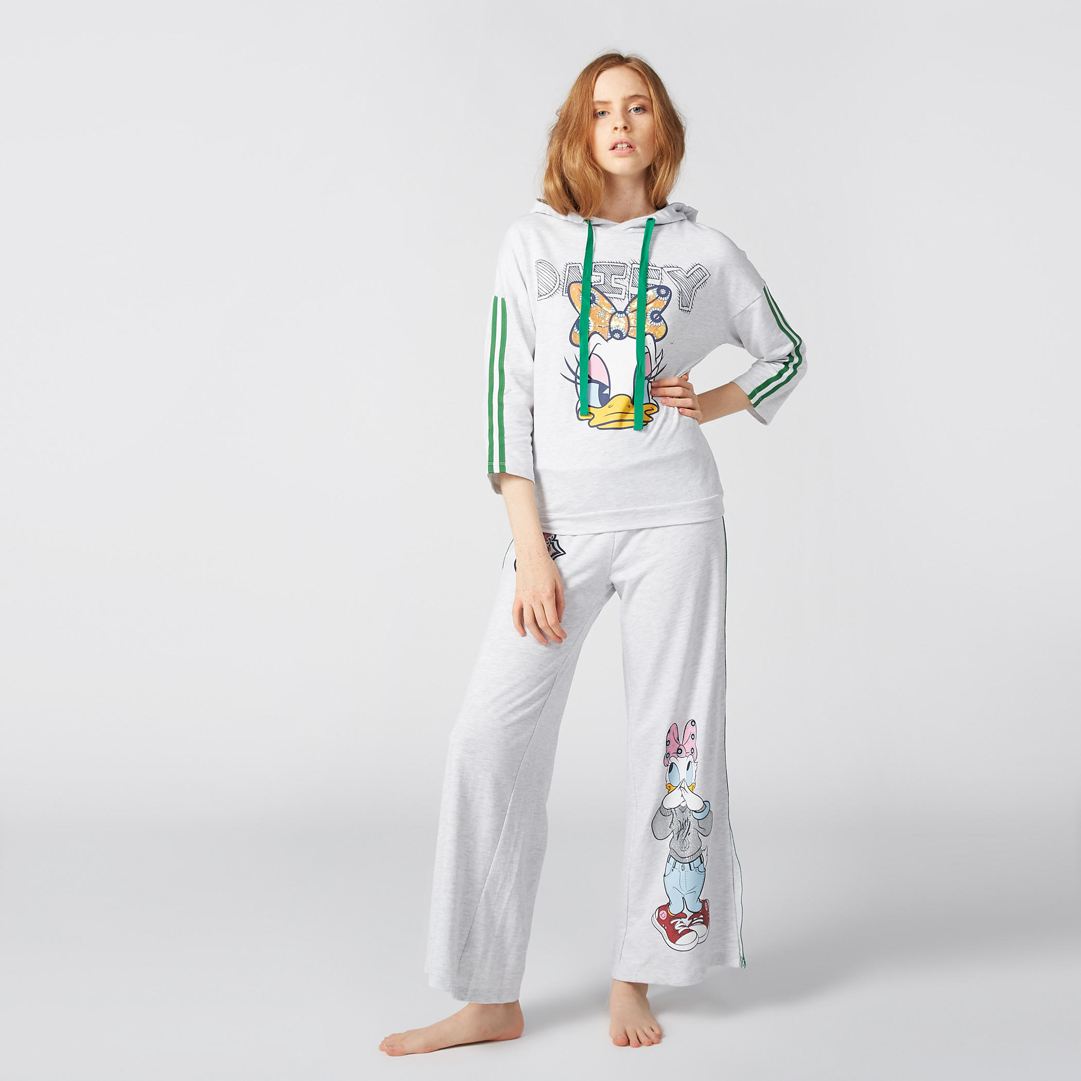 سويت شيرت بقبّعة وأكمام 3/4 وطبعات دايزي داك-women-clothing-nightwear-pyjamas-tops-image-1