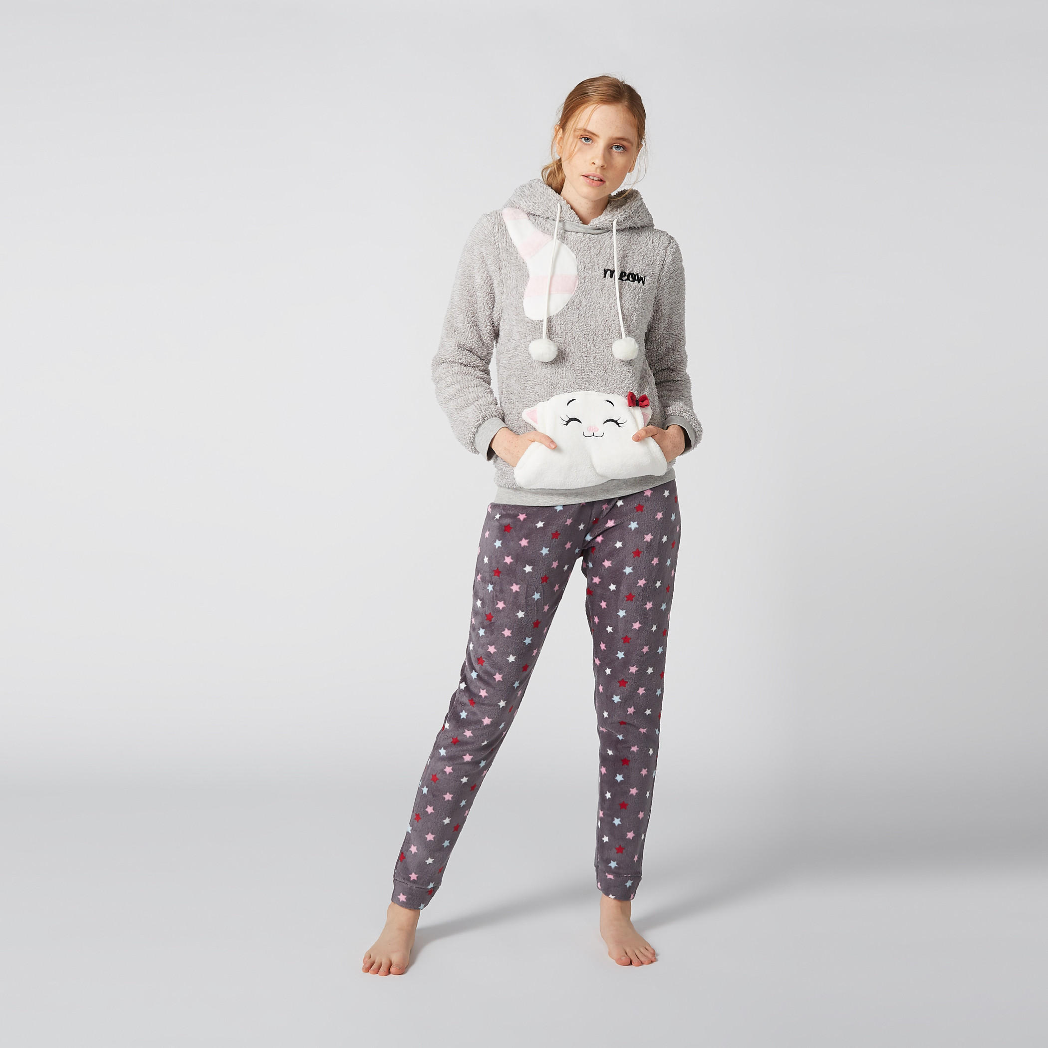 سويت شيرت قطيفة بأكمام طويلة وجيوب كانجارو-women-clothing-nightwear-pyjamas-tops-image-2