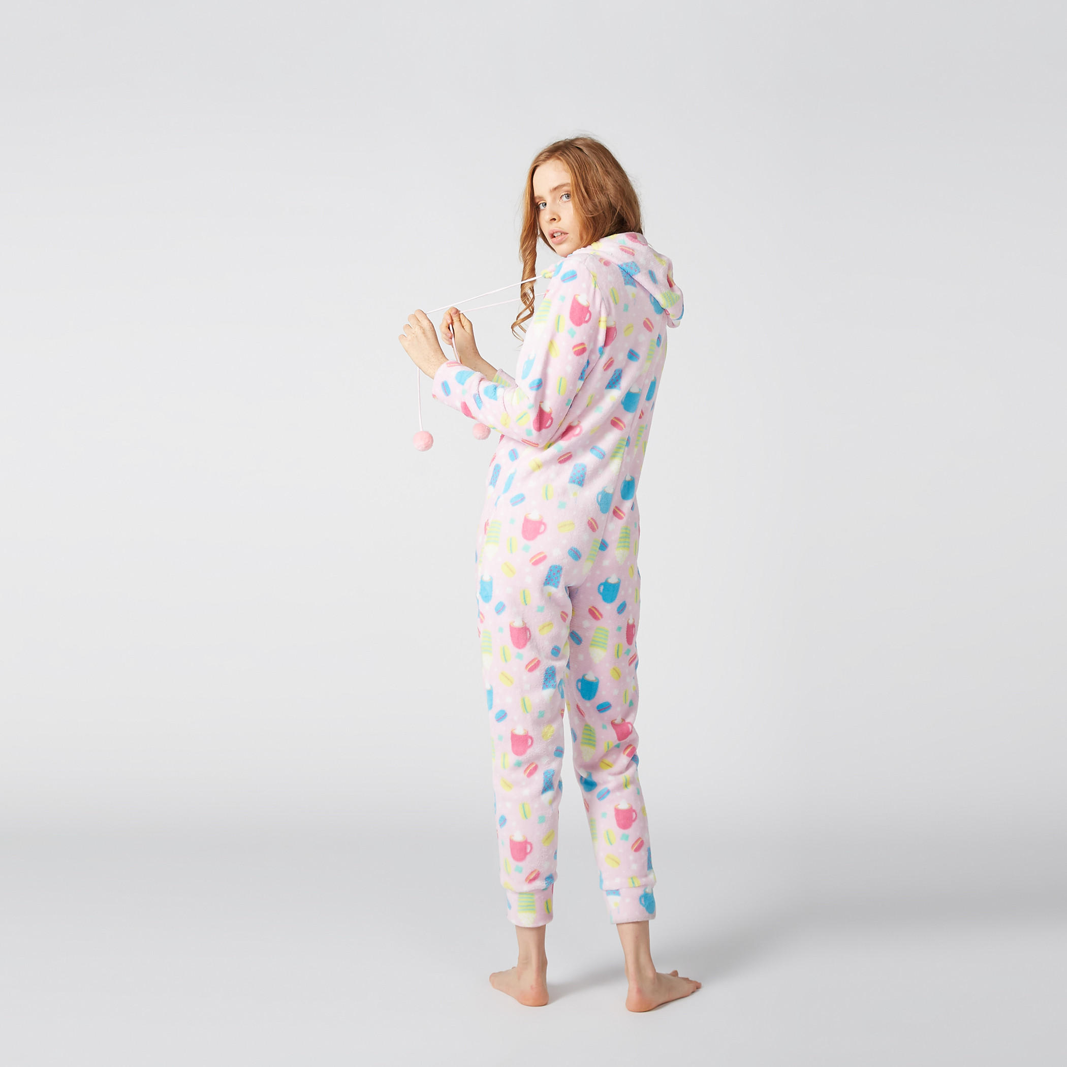 Printed Jumpsuit with Hood and Long Sleeves-women-clothing-nightwear-nighties-image-4