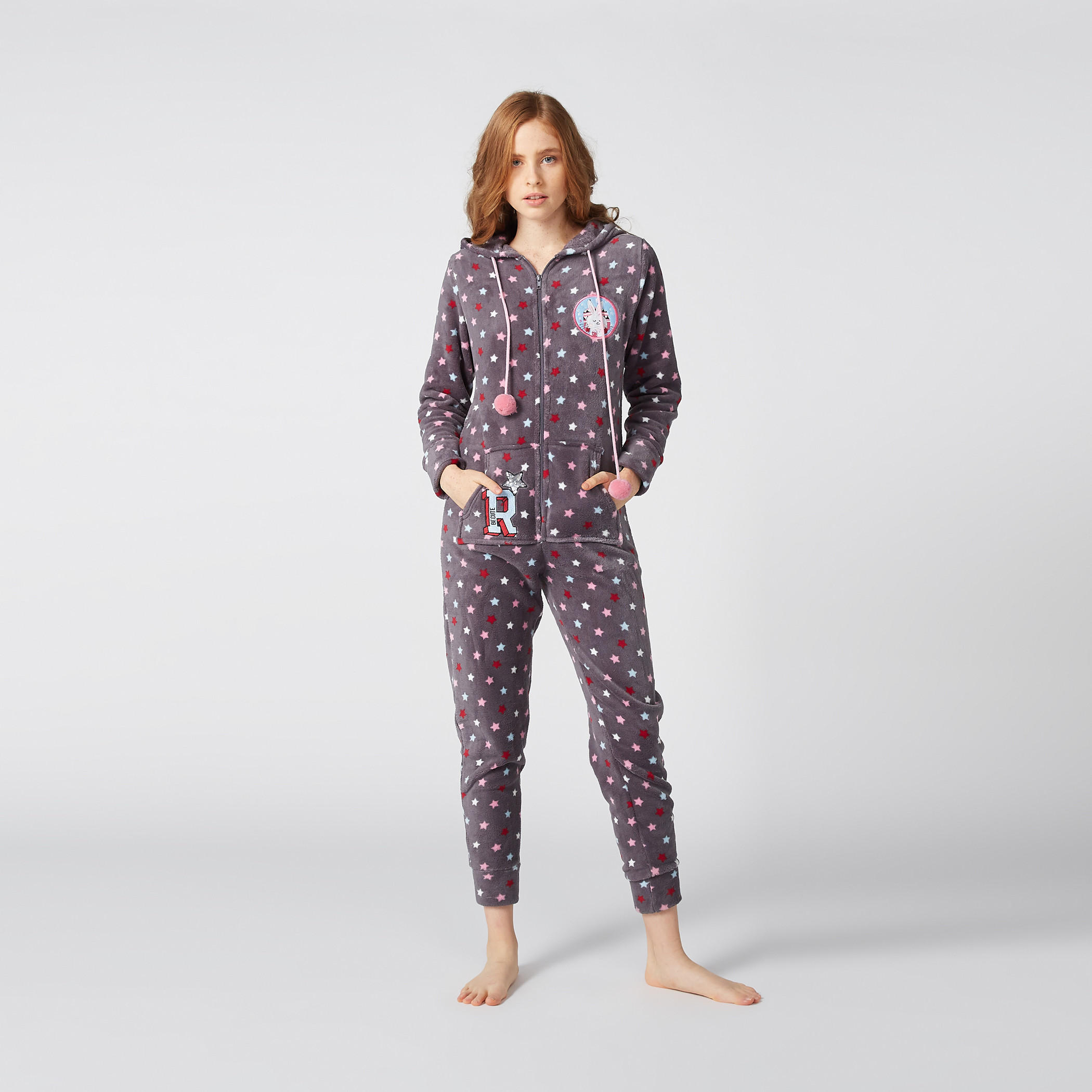 أفرول بقبعة وأكمام طويلة وطبعات وتزيينات-women-clothing-nightwear-nighties-image-2
