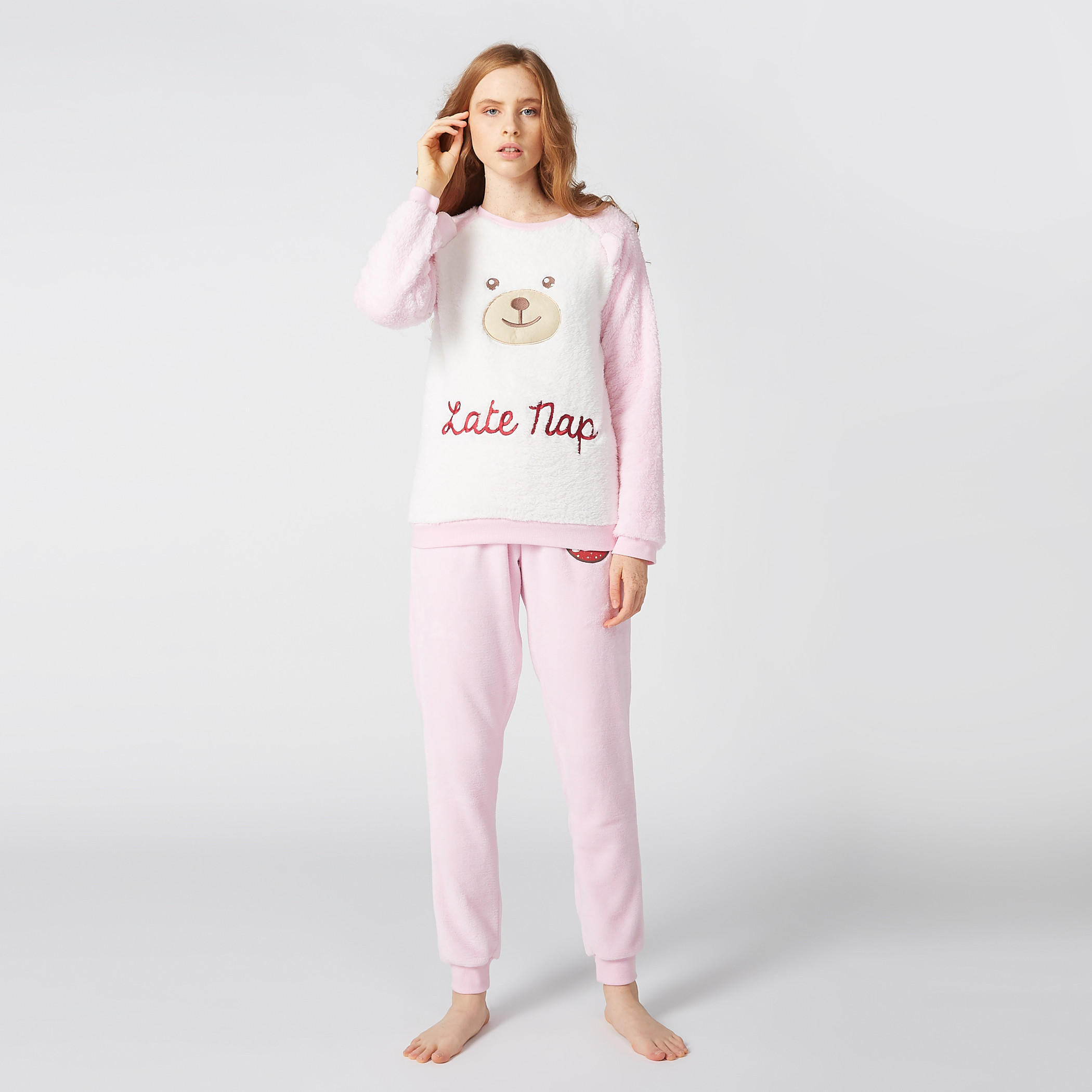 Plush Long Sleeves T-Shirt with Jog Pants-women-clothing-nightwear-pyjamas-longsets-image-1