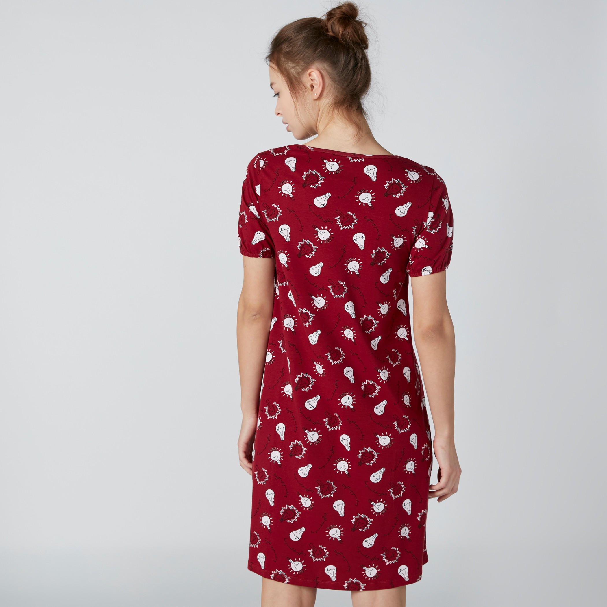 قميص نوم بياقة قارب وأكمام قصيرة وطبعات - طقم من قطعتين-women-clothing-nightwear-nighties-image-3