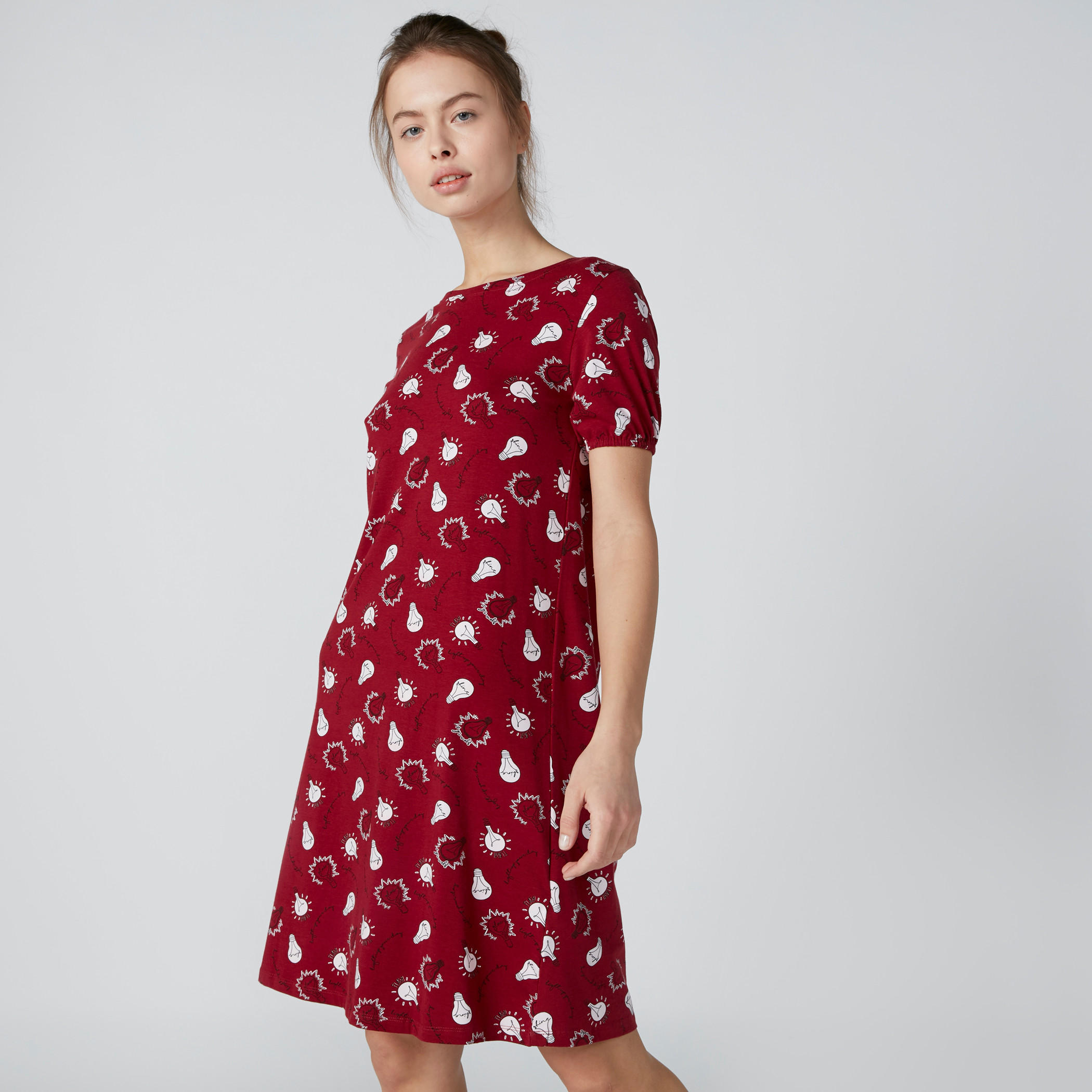 قميص نوم بياقة قارب وأكمام قصيرة وطبعات - طقم من قطعتين-women-clothing-nightwear-nighties-image-6