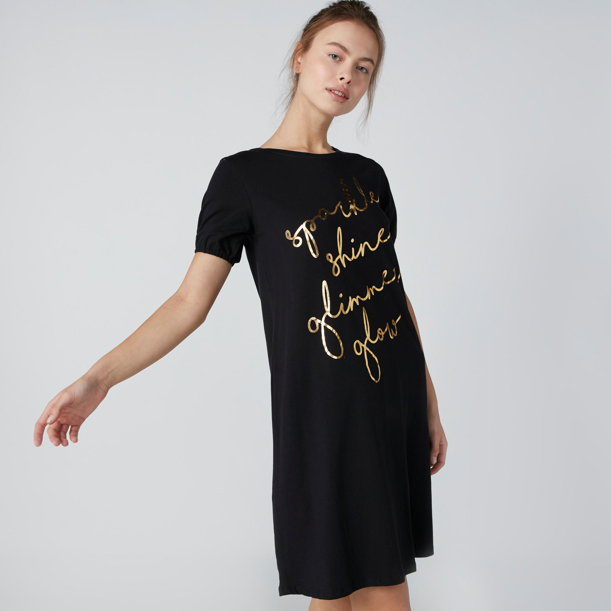 قميص نوم بياقة قارب وأكمام قصيرة وطبعات - طقم من قطعتين-women-clothing-nightwear-nighties-image-7