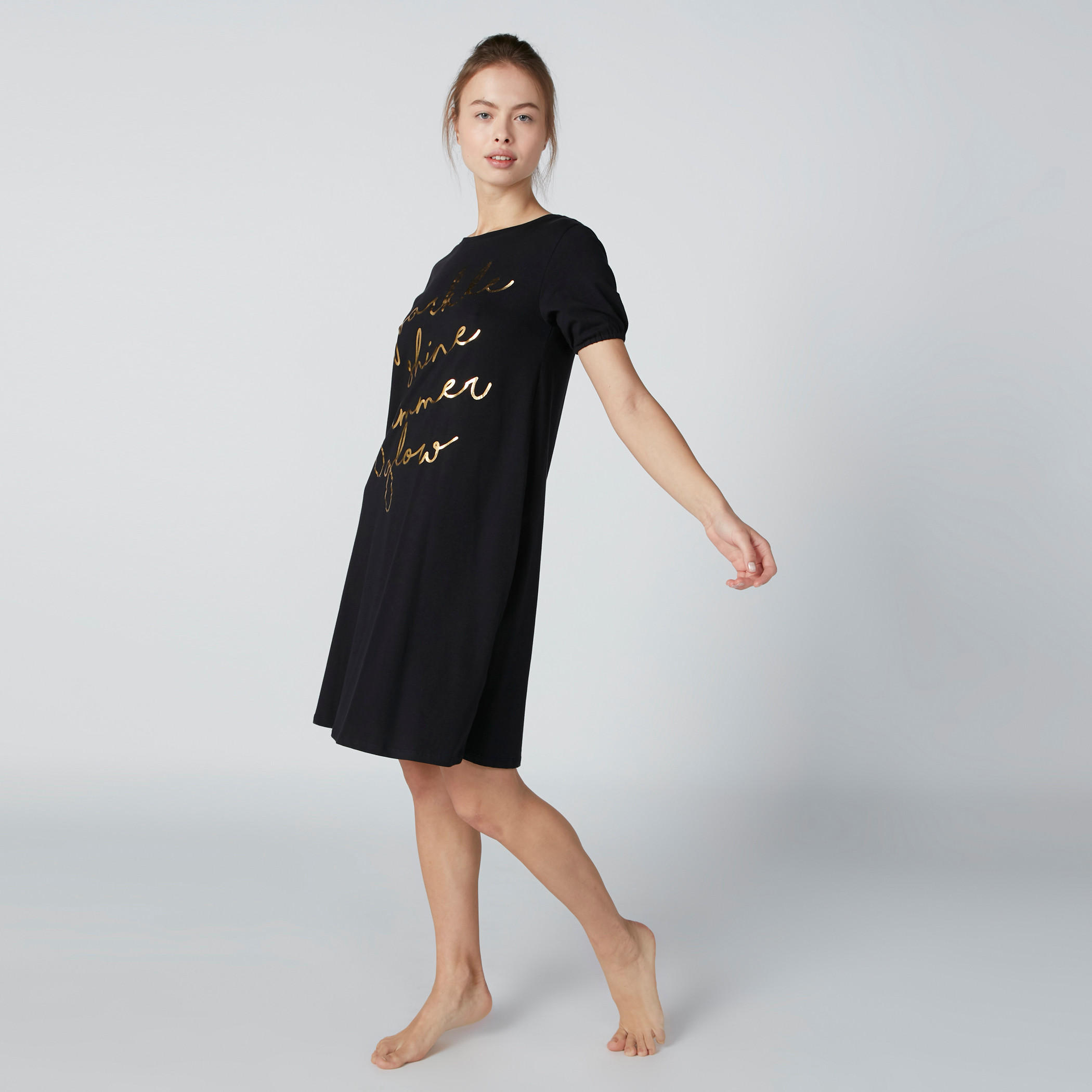 قميص نوم بياقة قارب وأكمام قصيرة وطبعات - طقم من قطعتين-women-clothing-nightwear-nighties-image-8