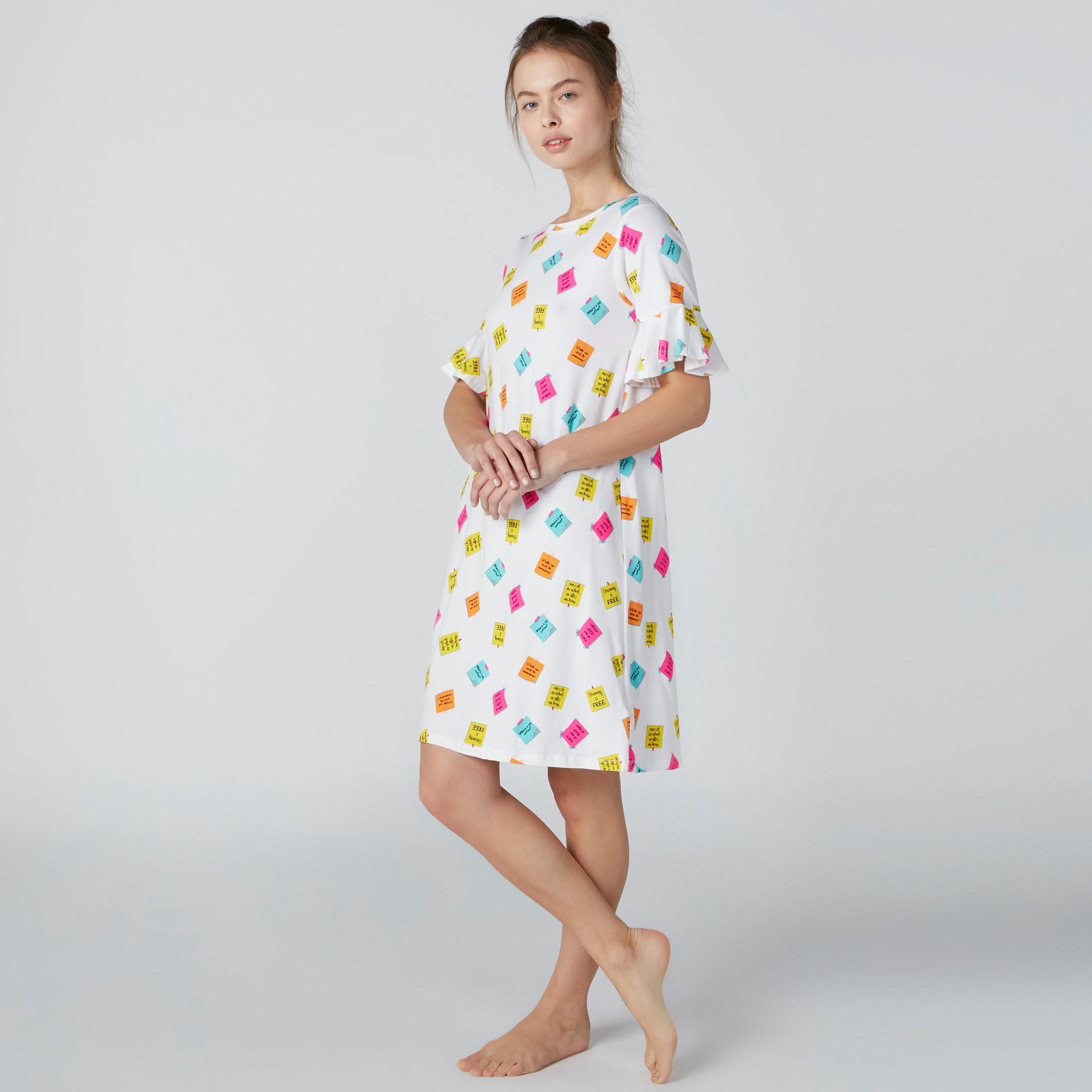 قميص نوم بياقة مستديرة وطبعات - طقم من قطعتين-women-clothing-nightwear-nighties-image-7