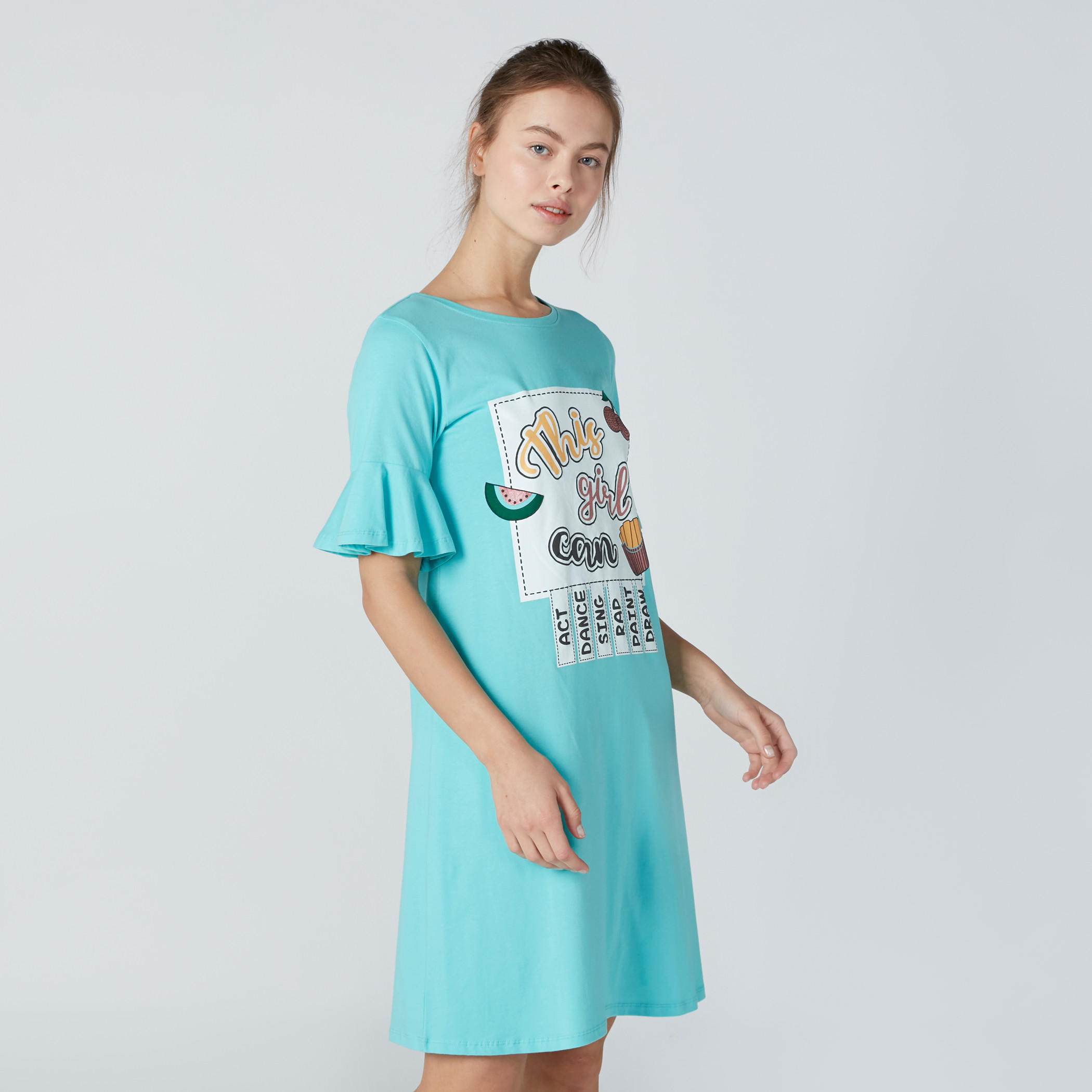 قميص نوم بياقة مستديرة وطبعات - طقم من قطعتين-women-clothing-nightwear-nighties-image-8