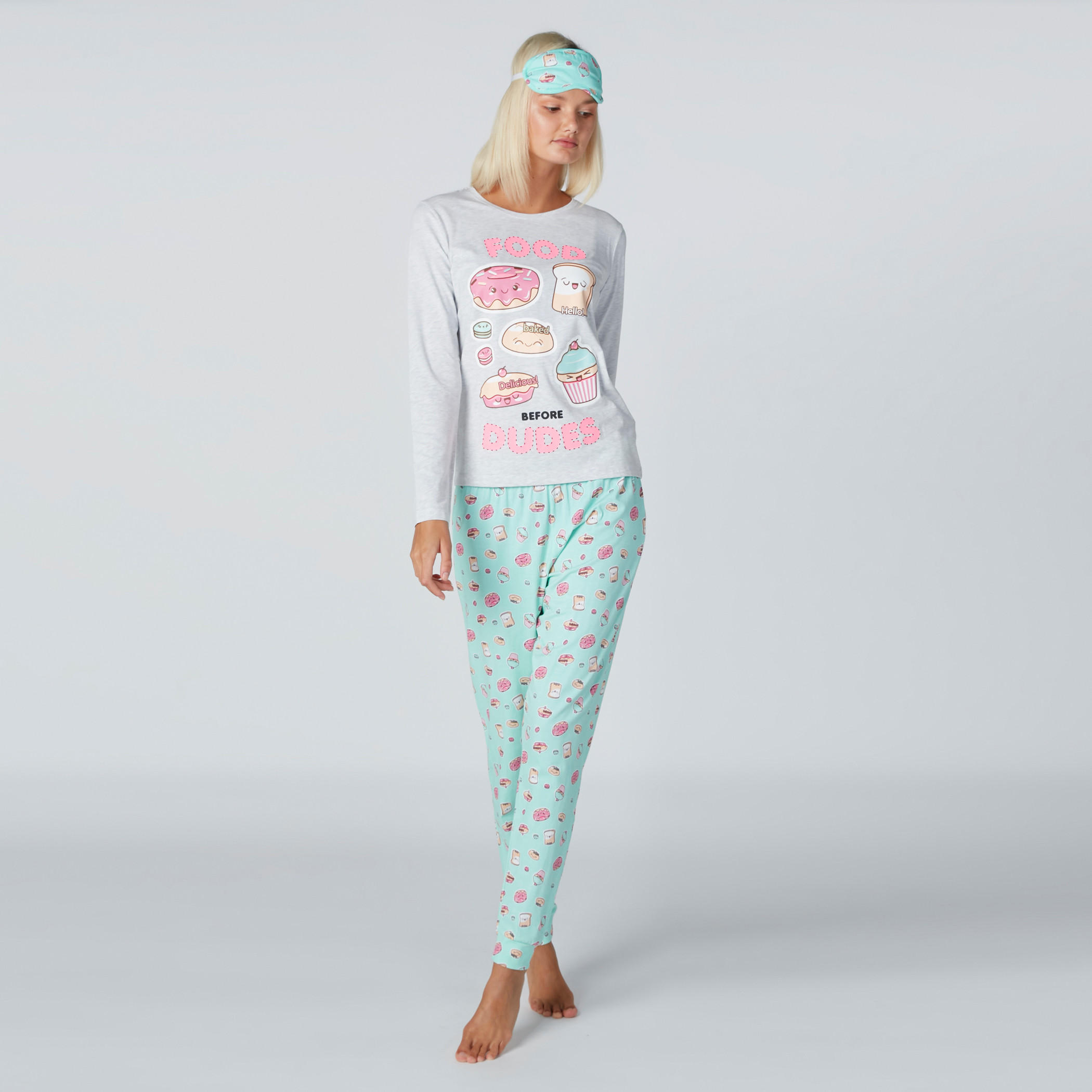 طقم ملابس نوم 3 قطع بطبعات-women-clothing-nightwear-pyjamas-longsets-image-4