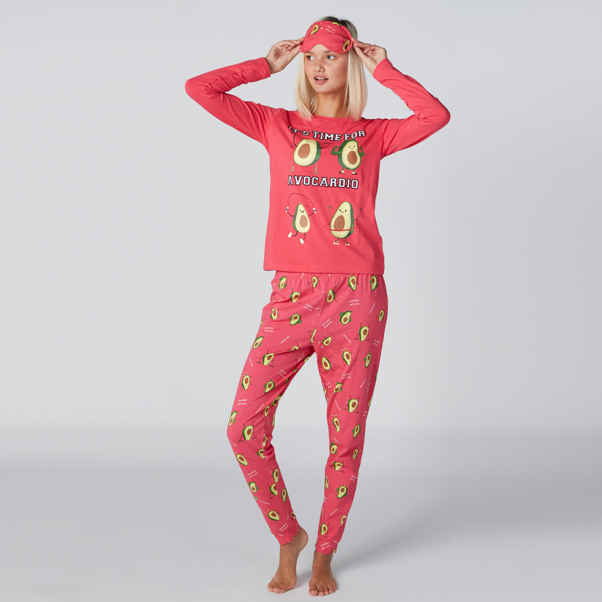 طقم ملابس نوم 3 قطع بطبعات-women-clothing-nightwear-pyjamas-longsets-image-1