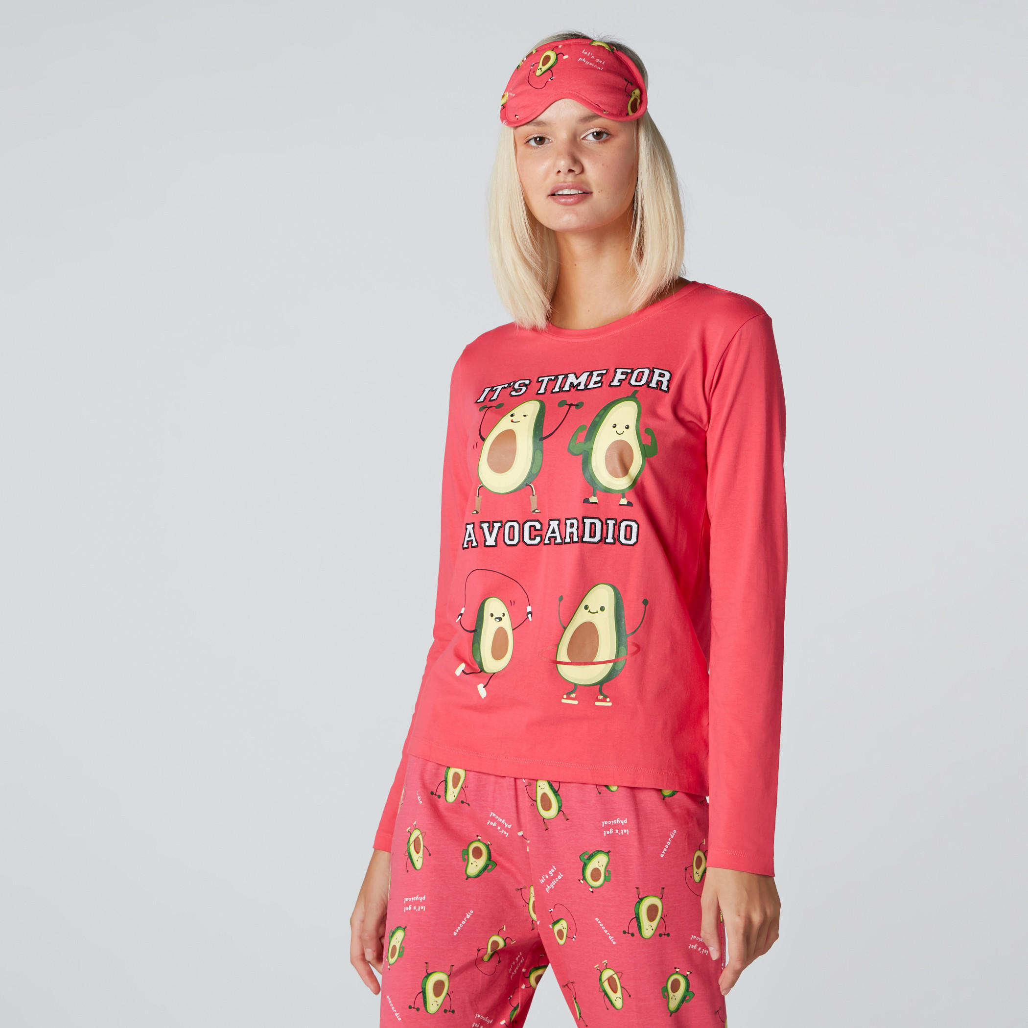 طقم ملابس نوم 3 قطع بطبعات-women-clothing-nightwear-pyjamas-longsets-image-3