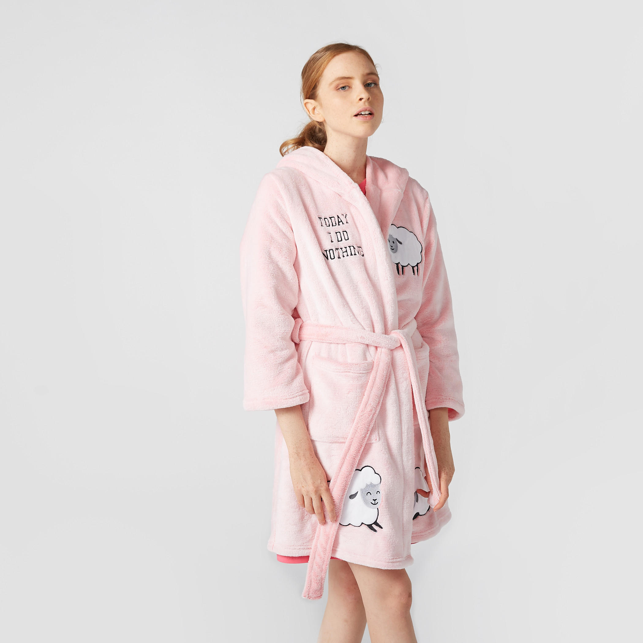 روب بطبعات مع قبّعة وأكمام 3/4-women-clothing-nightwear-robes-image-1