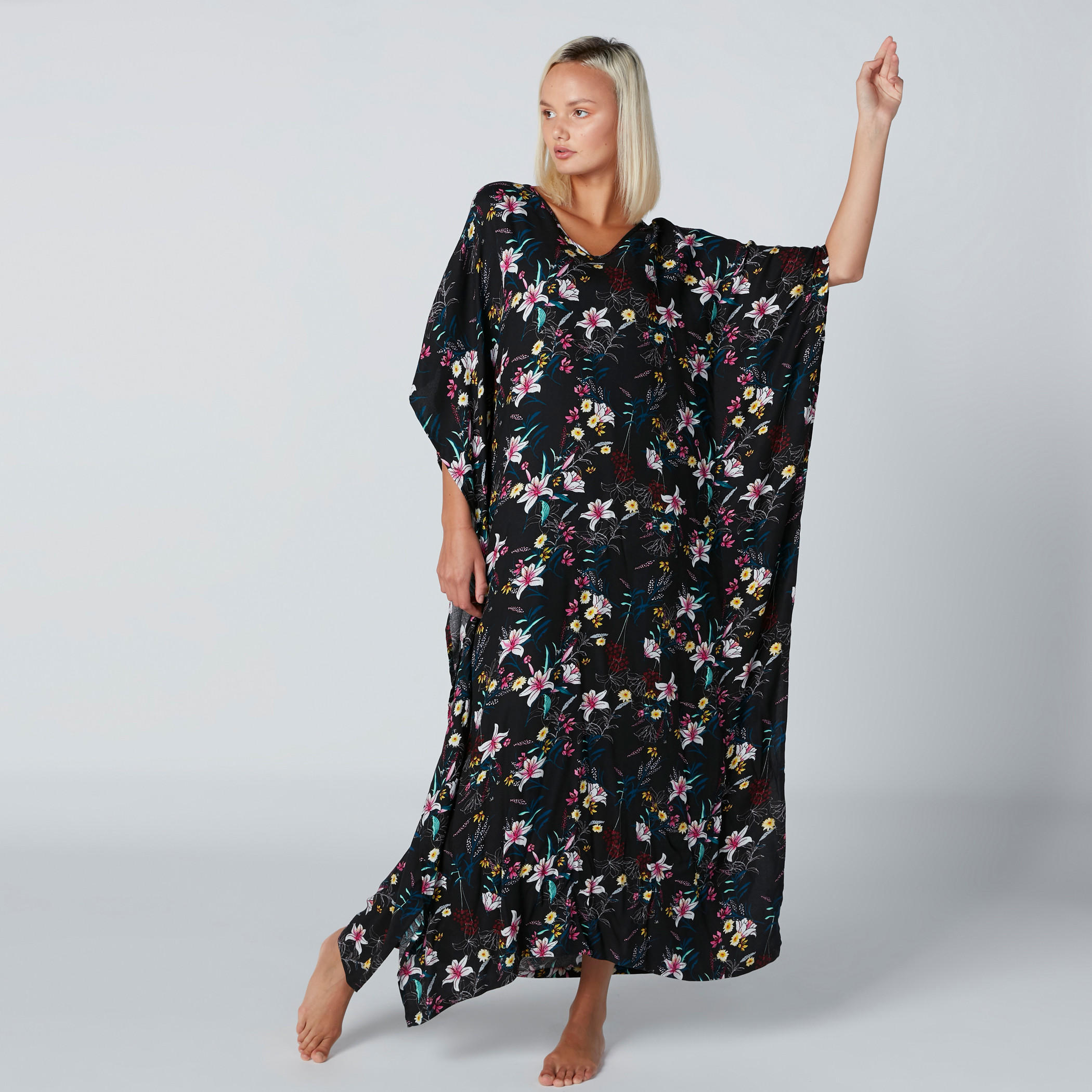Printed Maxi Sleep Dress with Round Neck-women-clothing-nightwear-nighties-image-1