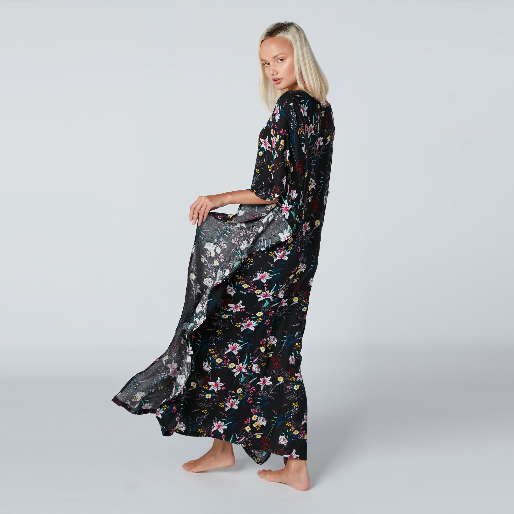 Printed Maxi Sleep Dress with Round Neck-women-clothing-nightwear-nighties-image-2