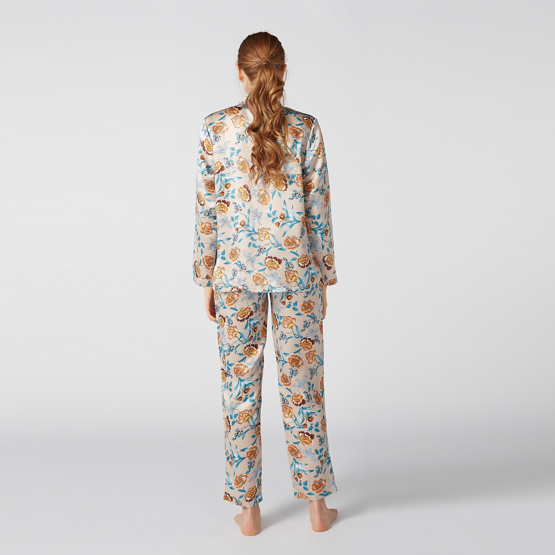 Floral Printed Shawl Neck Shirt with Full Length Pyjama Set-women-clothing-nightwear-pyjamas-longsets-image-4