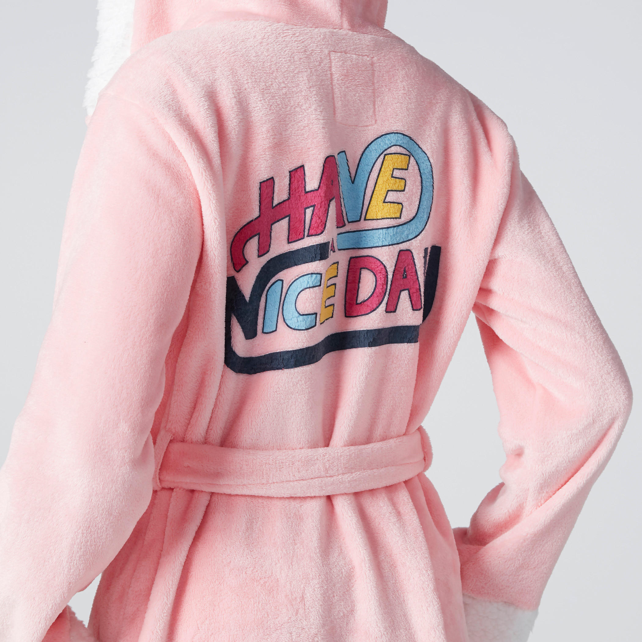 Printed Plush Robe with Long Sleeves and Tie Up Belt-women-clothing-nightwear-robes-image-4
