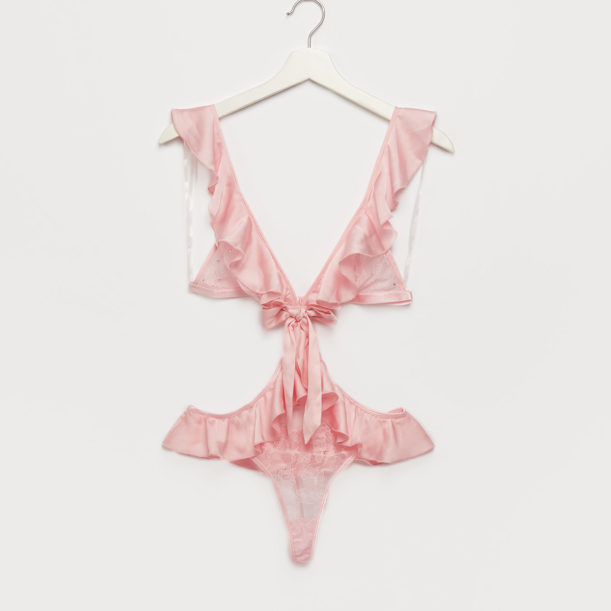 بيبي دول بحمالات رفيعة وتفاصيل دانتيل وكشكش-women-clothing-lingerie-babydollsandbodysuits-image-1