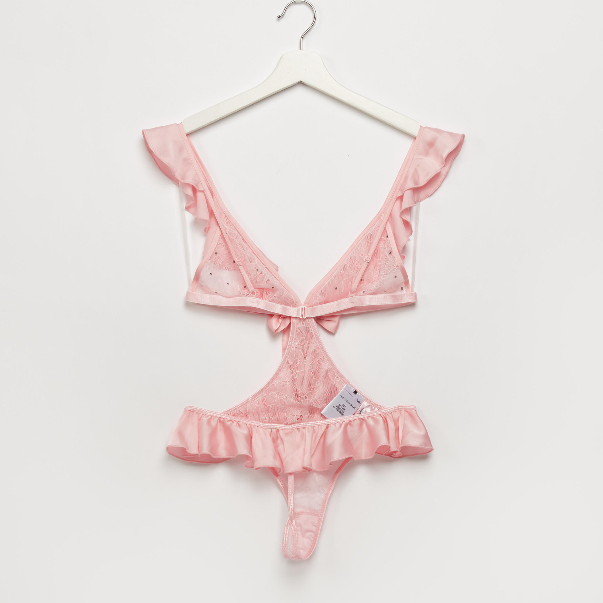بيبي دول بحمالات رفيعة وتفاصيل دانتيل وكشكش-women-clothing-lingerie-babydollsandbodysuits-image-2