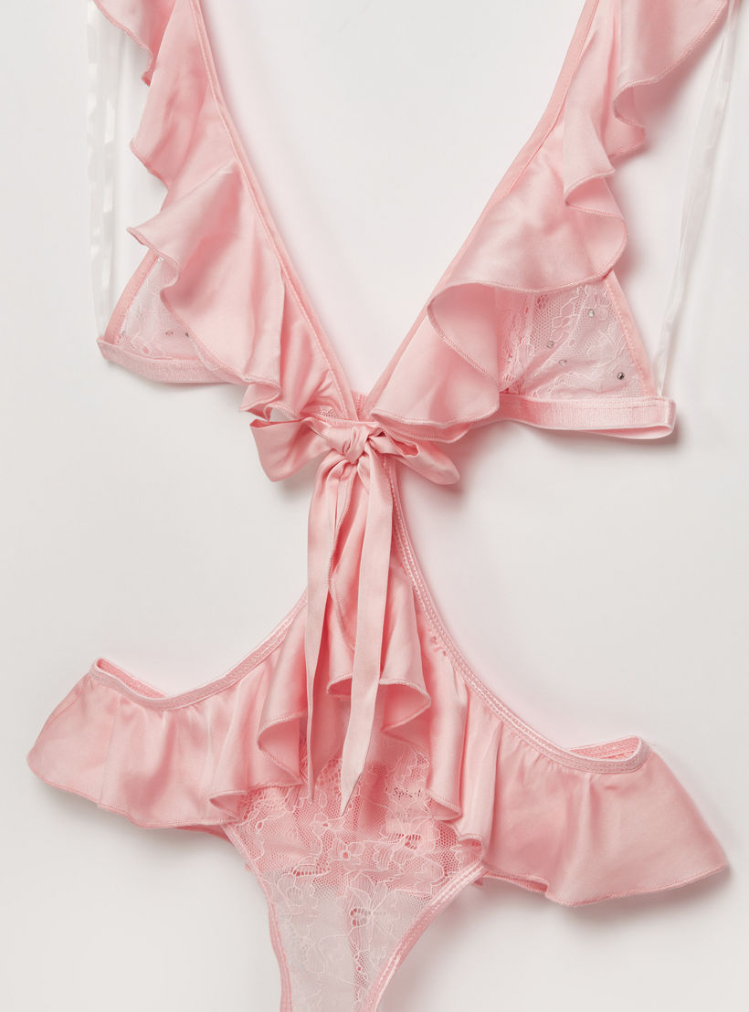 بيبي دول بحمالات رفيعة وتفاصيل دانتيل وكشكش-women-clothing-lingerie-babydollsandbodysuits-image-3