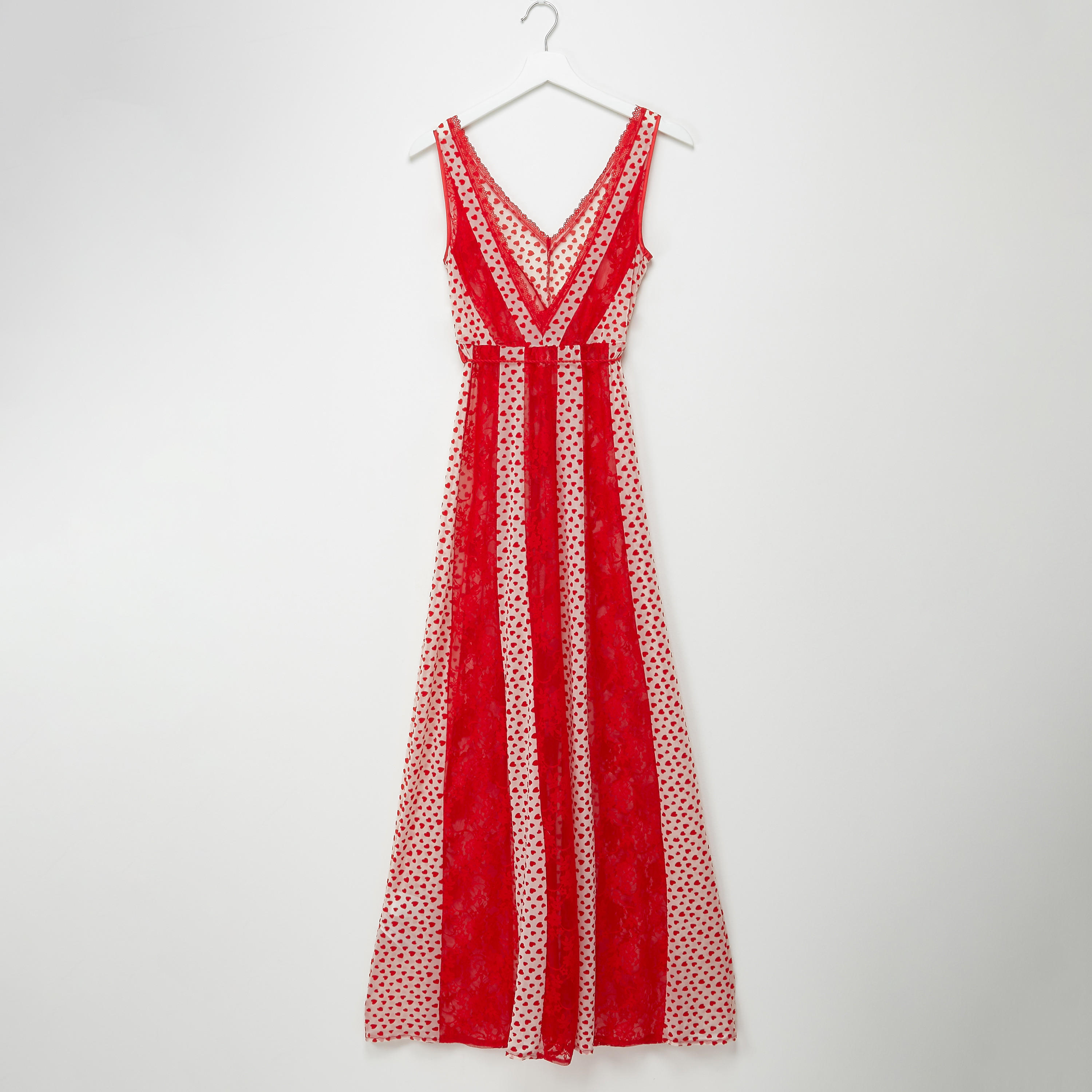 قميص نوم طويل دون أكمام بأربطة وتفاصيل دانتيل وطبعات-women-clothing-nightwear-nighties-image-3