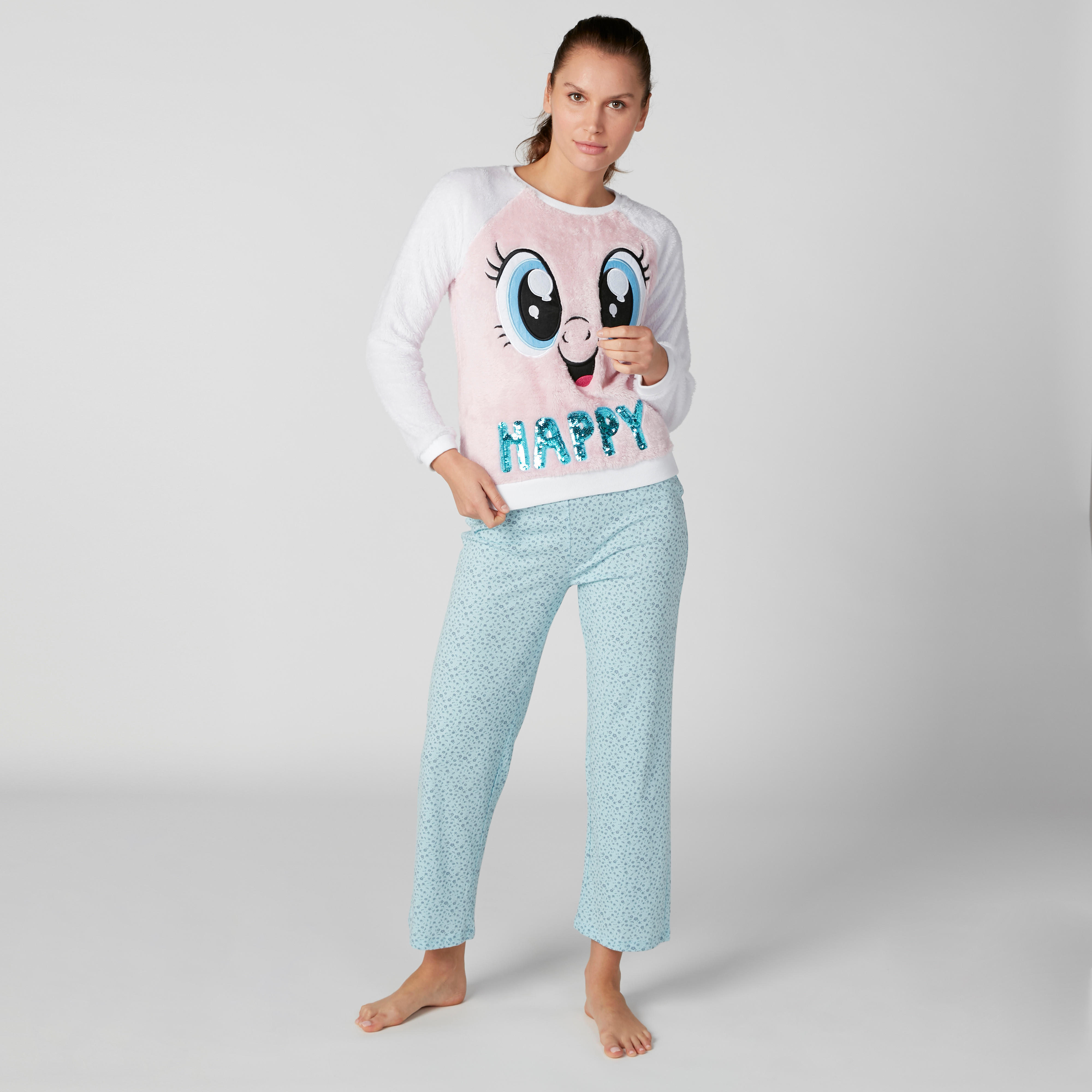 Textured Sweatshirt with Long Sleeves and Sequin Detail-women-clothing-nightwear-pyjamas-tops-image-3