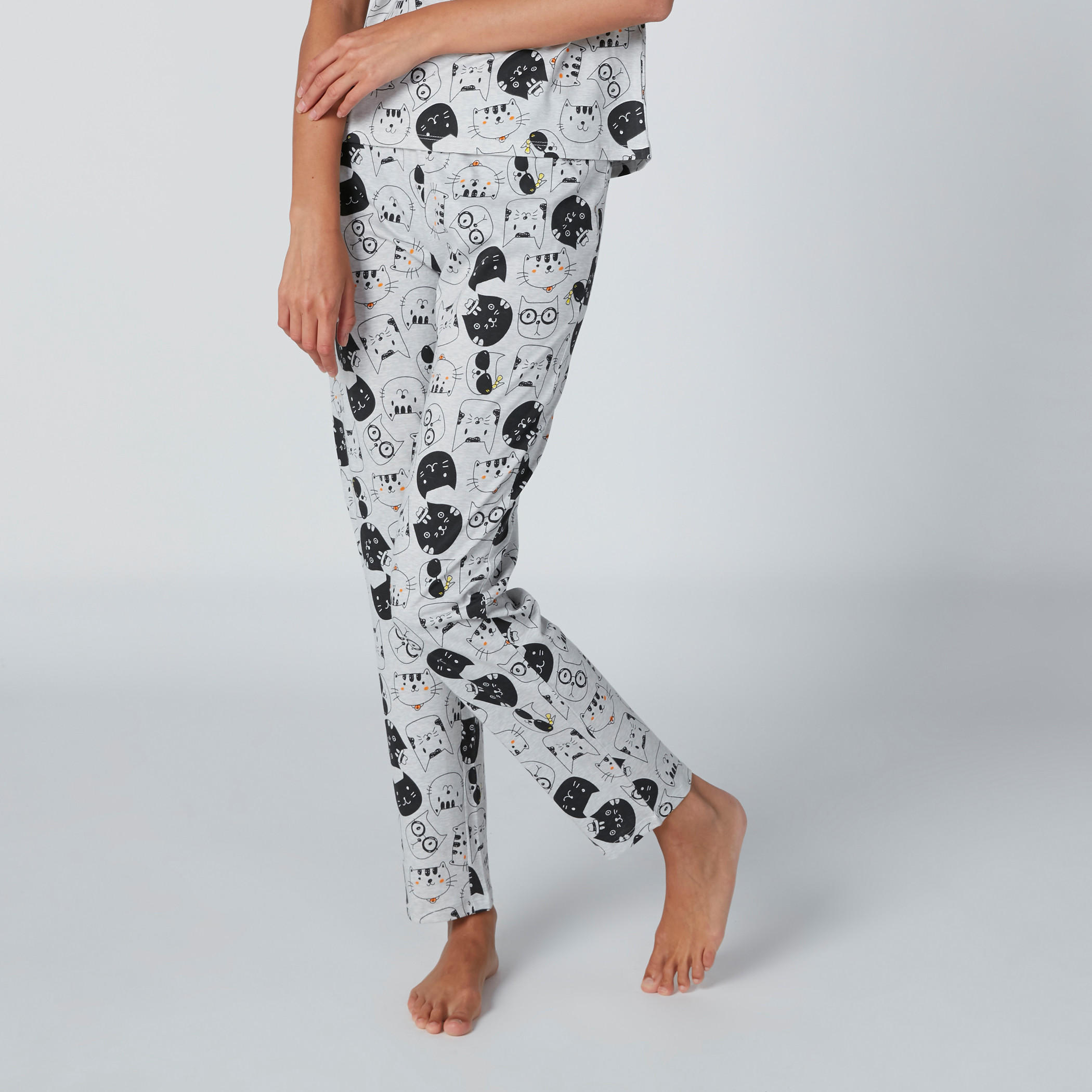 Printed Round Neck T-Shirt and Pyjama Set-women-clothing-nightwear-pyjamas-longsets-image-4