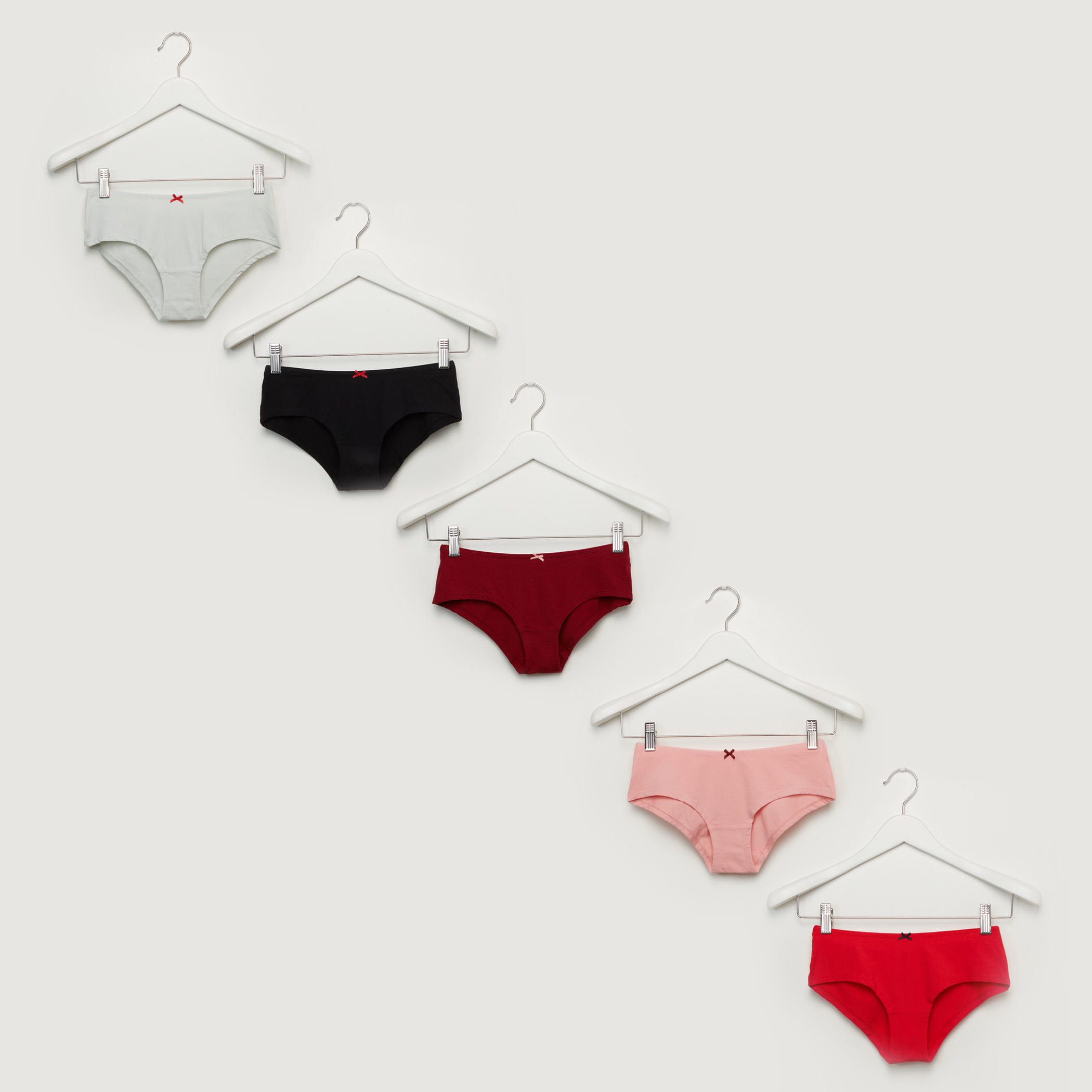 سراويل داخلية بخصر مطّاطي وفيونكة - طقم من 5 قطع-women-clothing-lingerie-panties-image-1