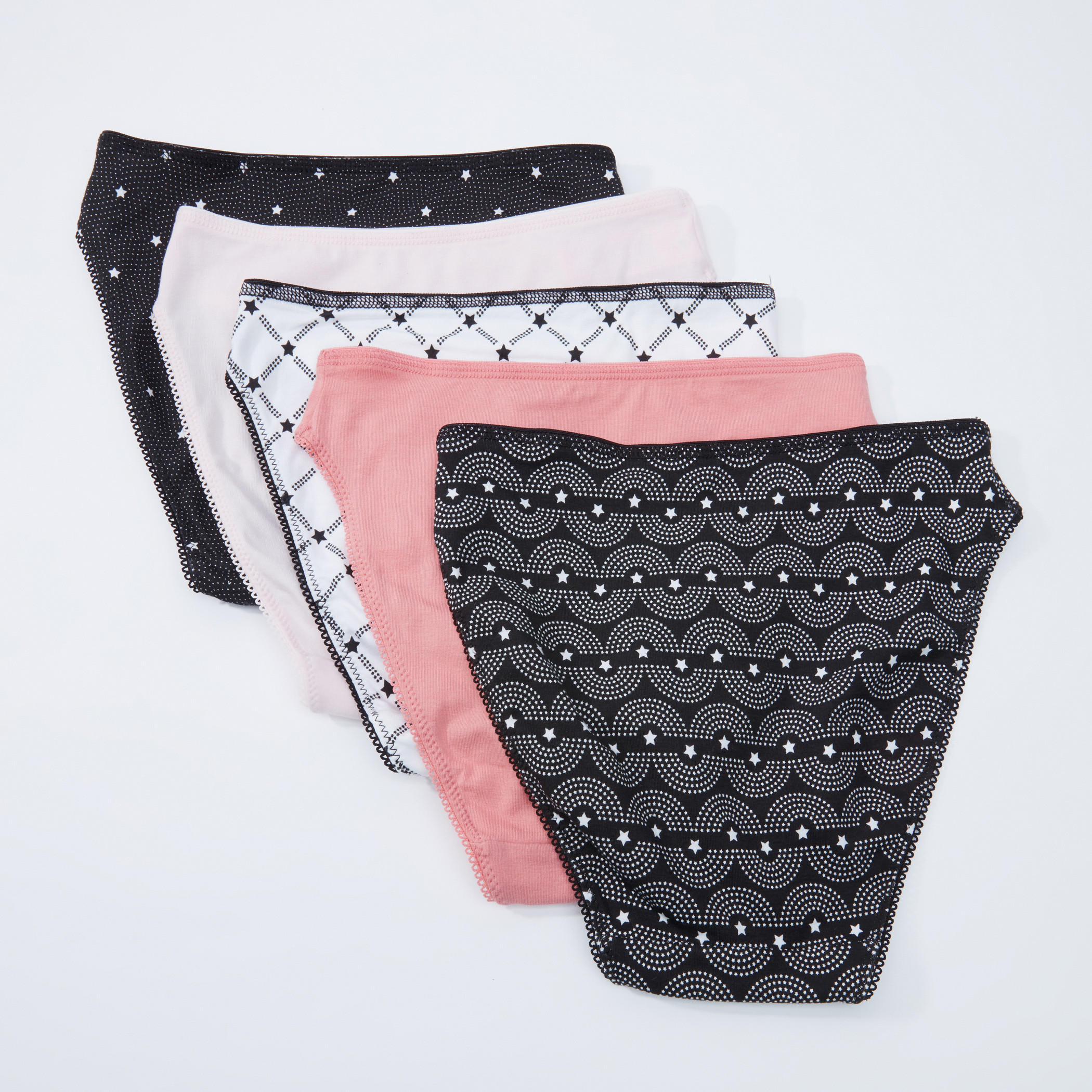 سراويل داخلية بخصر مطّاطي وفيونكة - طقم من 5 قطع-women-clothing-lingerie-panties-image-2