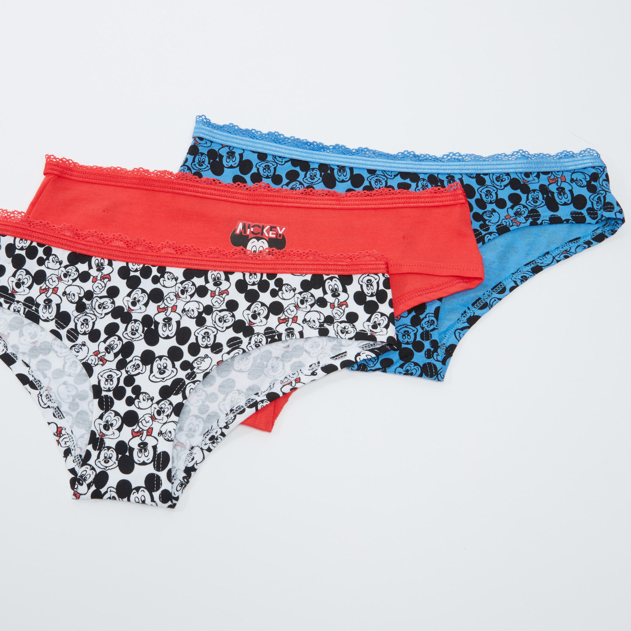 سراويل داخلية بتفاصيل دانتيل وطبعات ميكي ماوس - طقم من 3 قطع-women-clothing-lingerie-panties-image-1