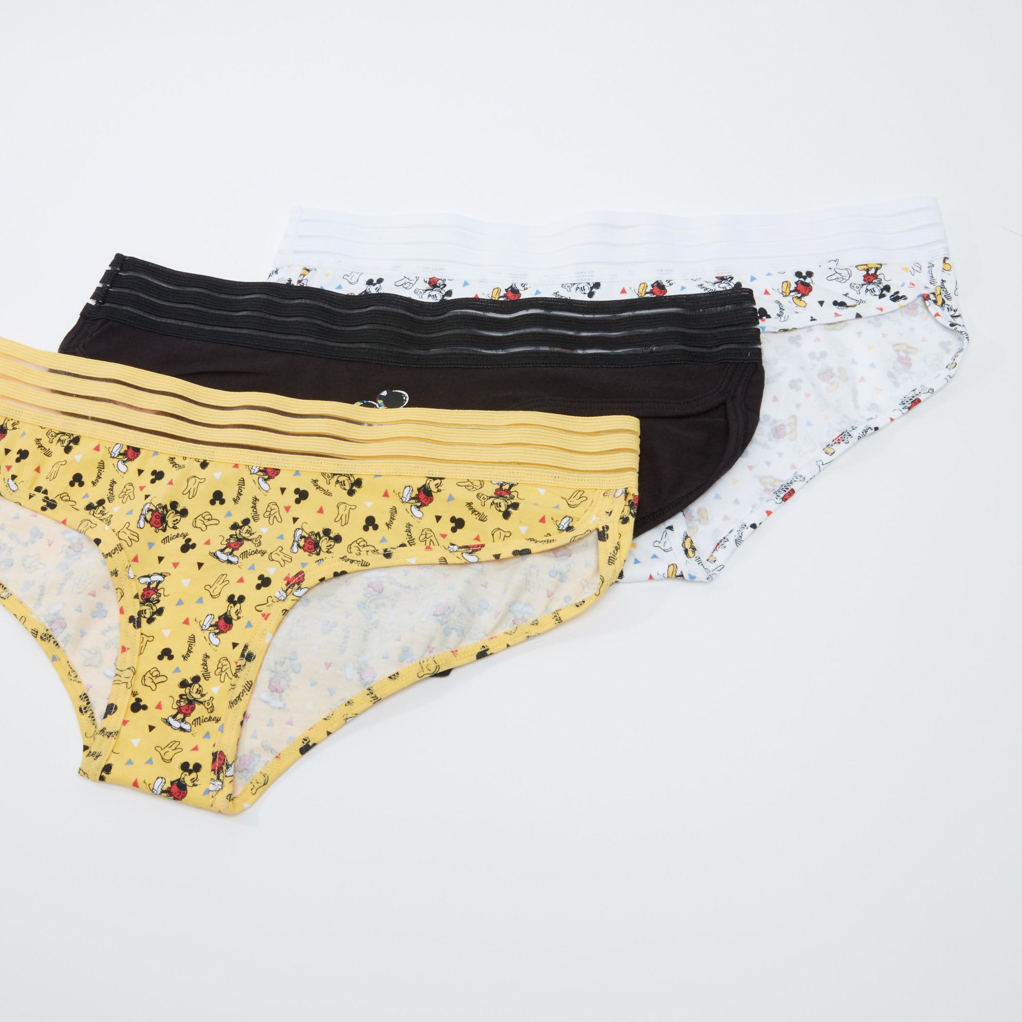 سراويل داخلية بخصر مطّاطي مقلّم وطبعات ميكي ماوس - طقم من 3 قطع-women-clothing-lingerie-panties-image-1