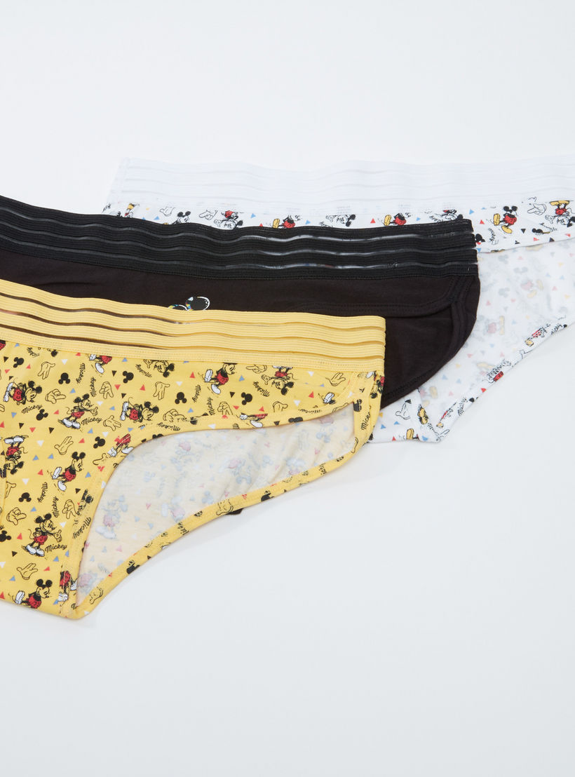سراويل داخلية بخصر مطّاطي مقلّم وطبعات ميكي ماوس - طقم من 3 قطع-women-clothing-lingerie-panties-image-1