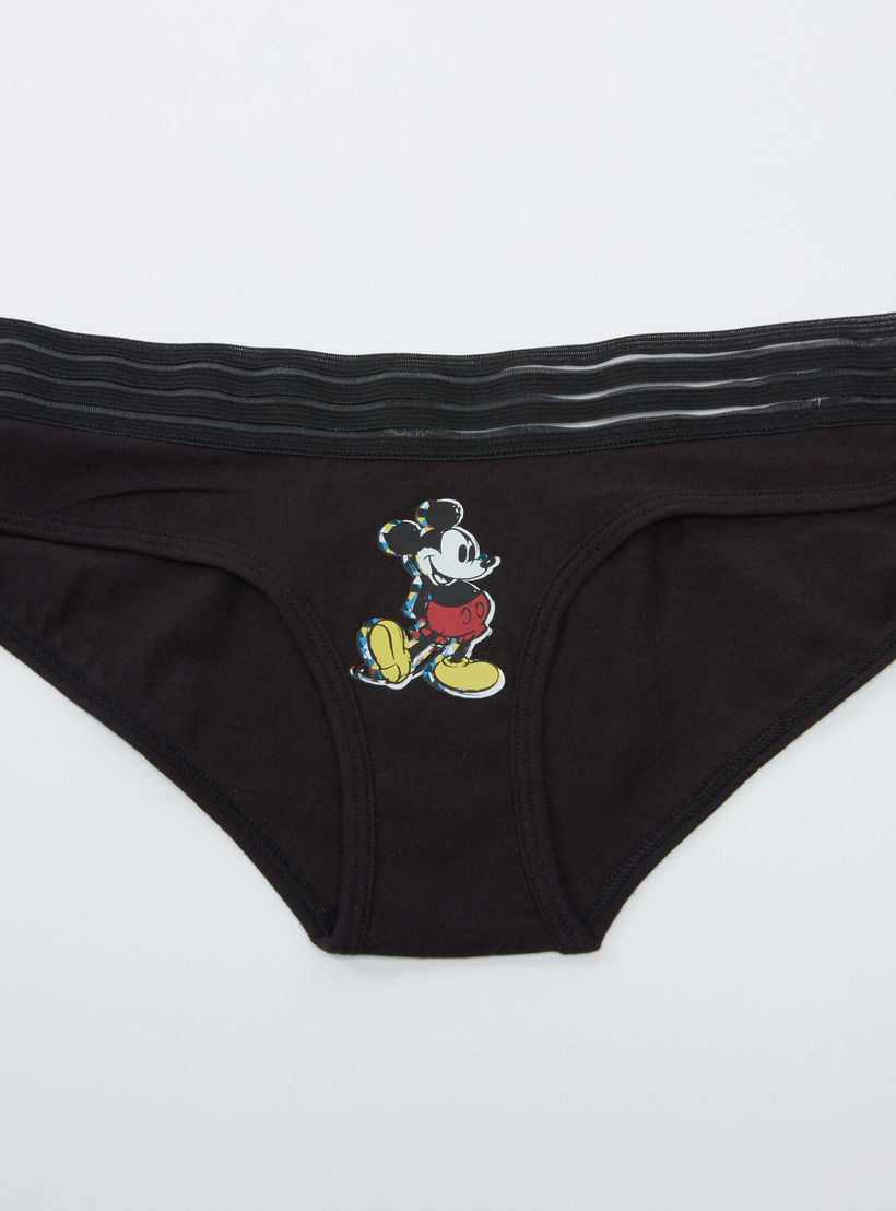 سراويل داخلية بخصر مطّاطي مقلّم وطبعات ميكي ماوس - طقم من 3 قطع-women-clothing-lingerie-panties-image-2