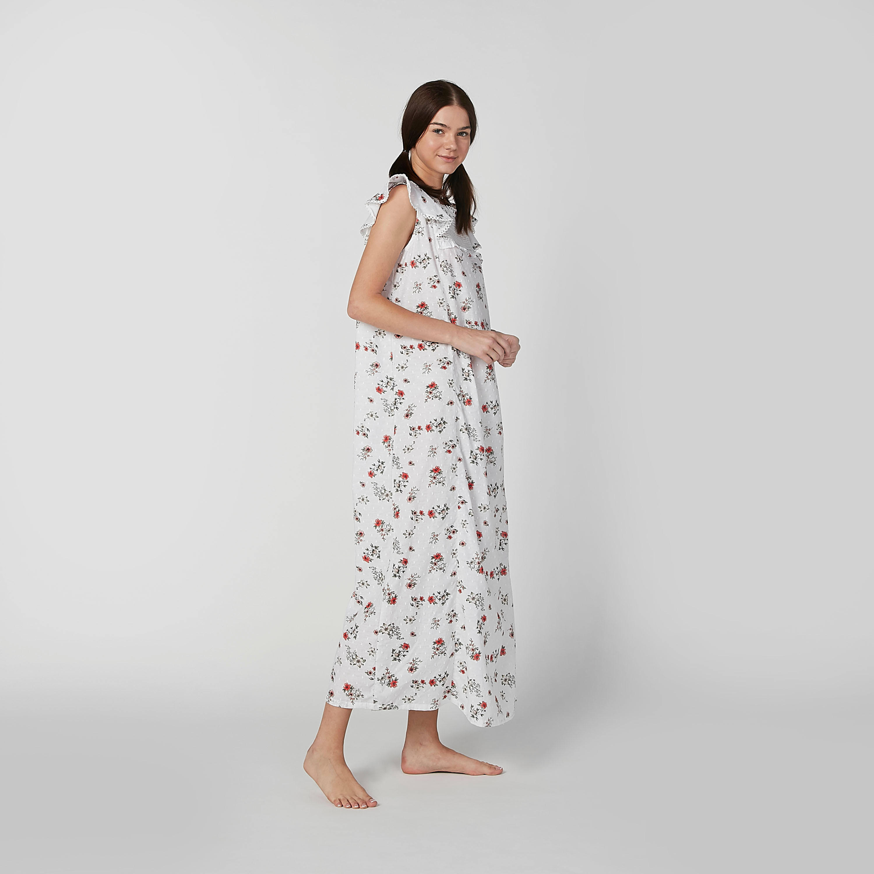 قميص نوم طويل بأكمام كاب كشكش وطبعات-women-clothing-nightwear-nighties-image-1