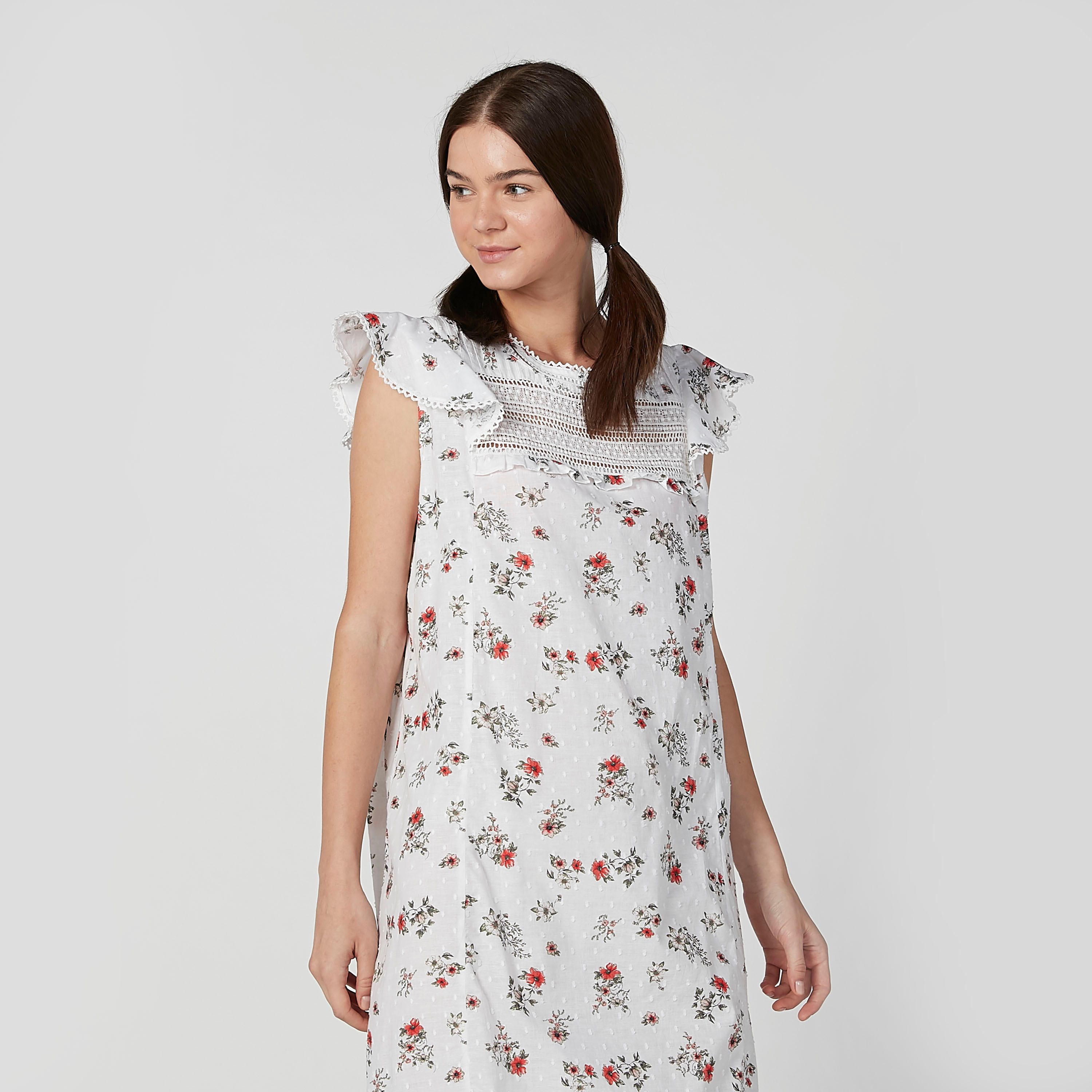 قميص نوم طويل بأكمام كاب كشكش وطبعات-women-clothing-nightwear-nighties-image-3